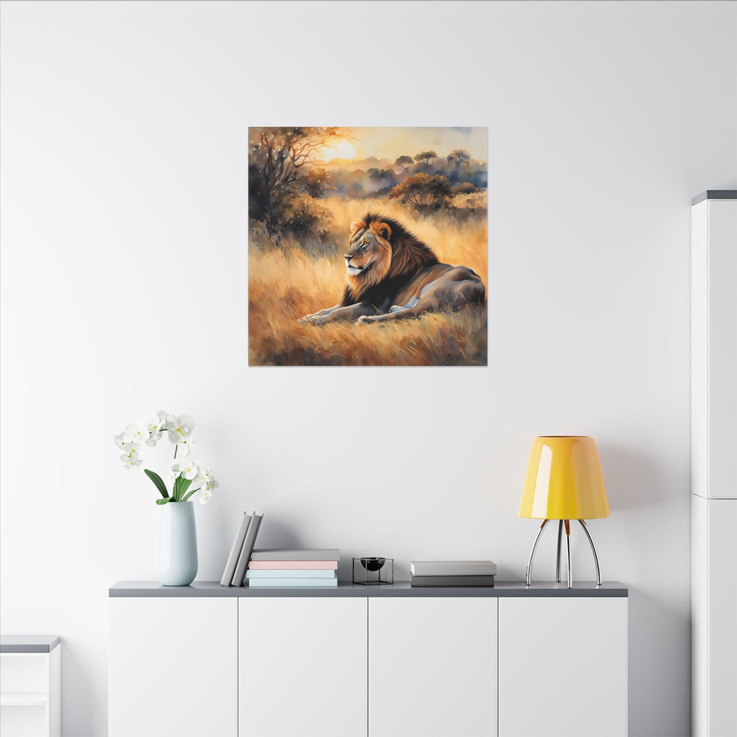 Matte Wall Canvas - Lion Sunrise - African Safari Collection
