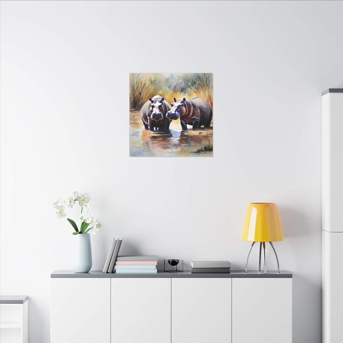 Matte Wall Canvas - Hippos - African Safari Collection