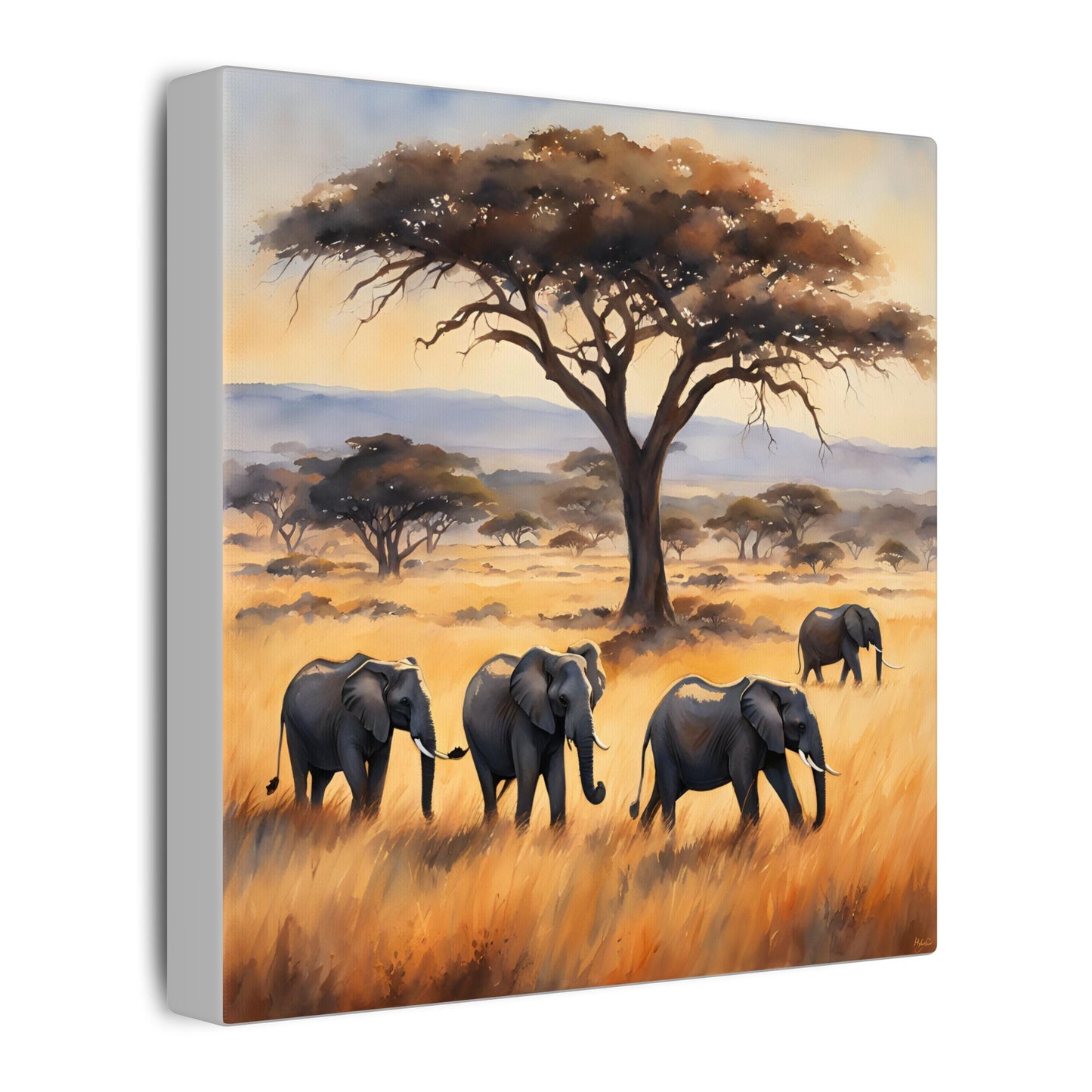 Matte Wall Canvas - Elephants - African Safari Collection