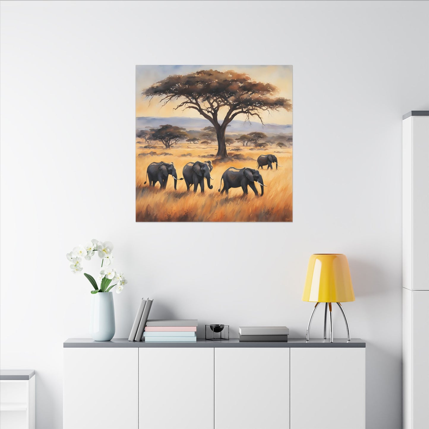 Matte Wall Canvas - Elephants - African Safari Collection