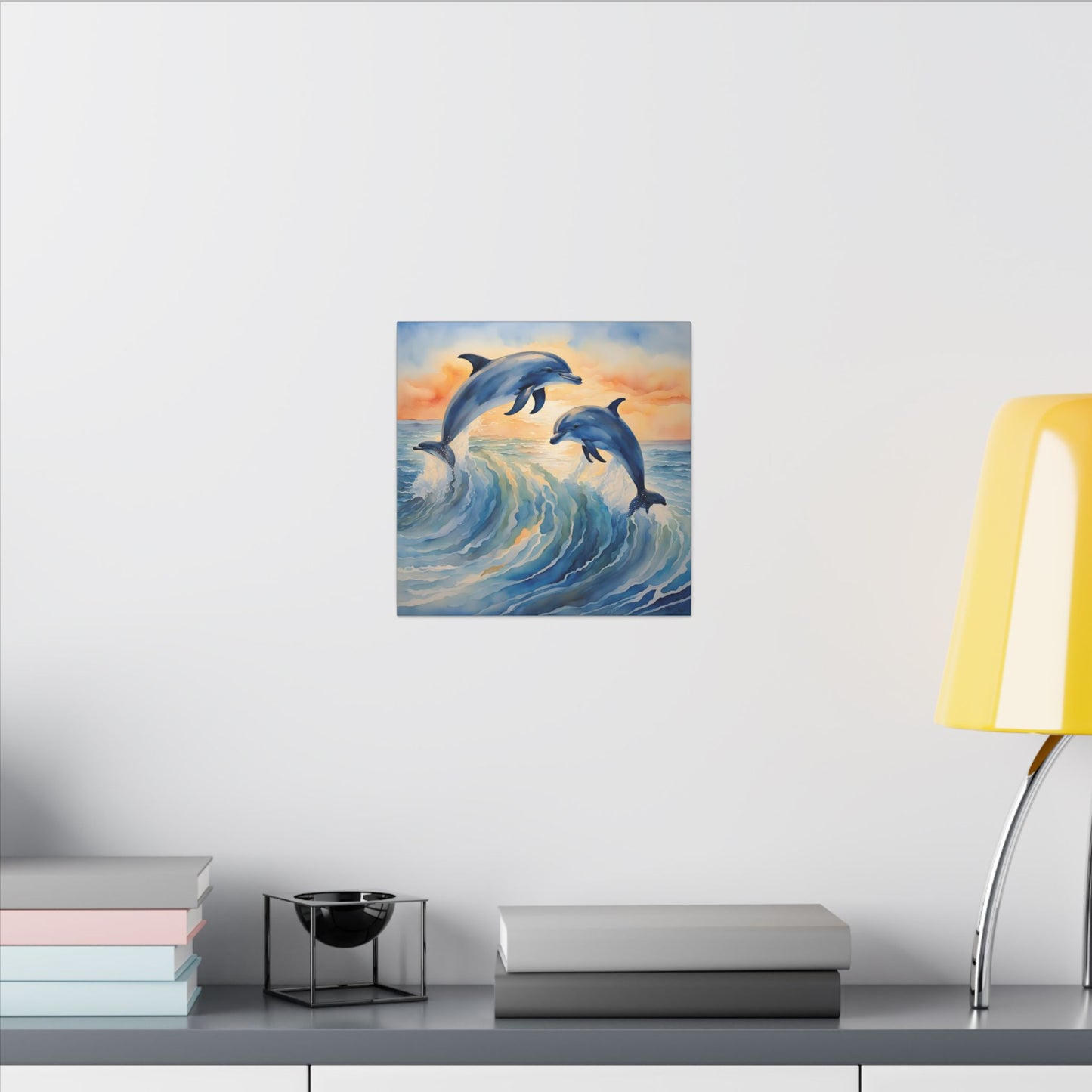 Matte Wall Canvas - Dolphins - Neptune's Nursery Collection