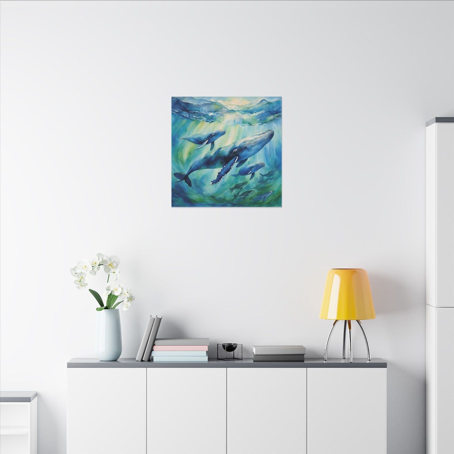 Matte Wall Canvas - Humpback Whales - Neptune's Nursery Collection