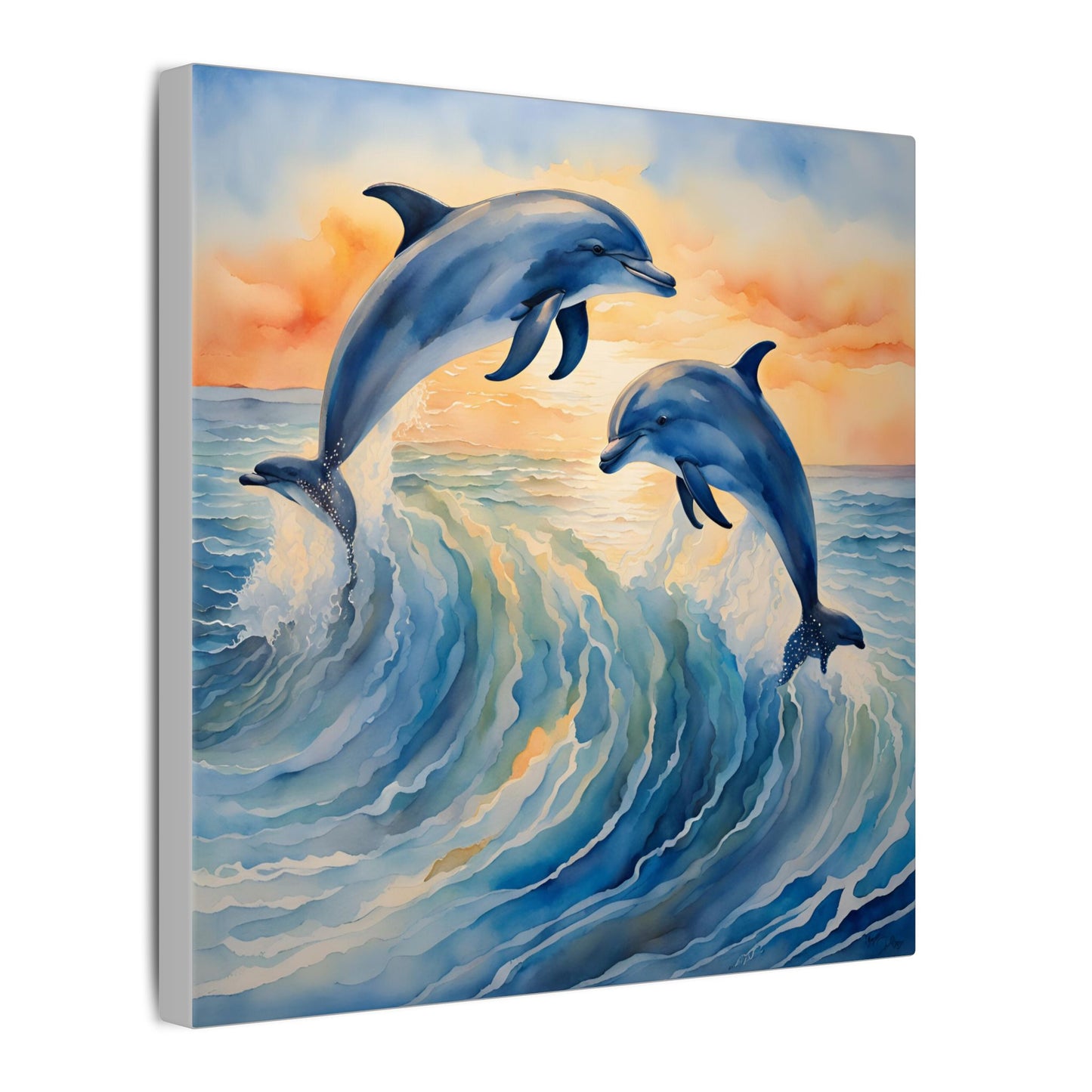 Matte Wall Canvas - Dolphins - Neptune's Nursery Collection