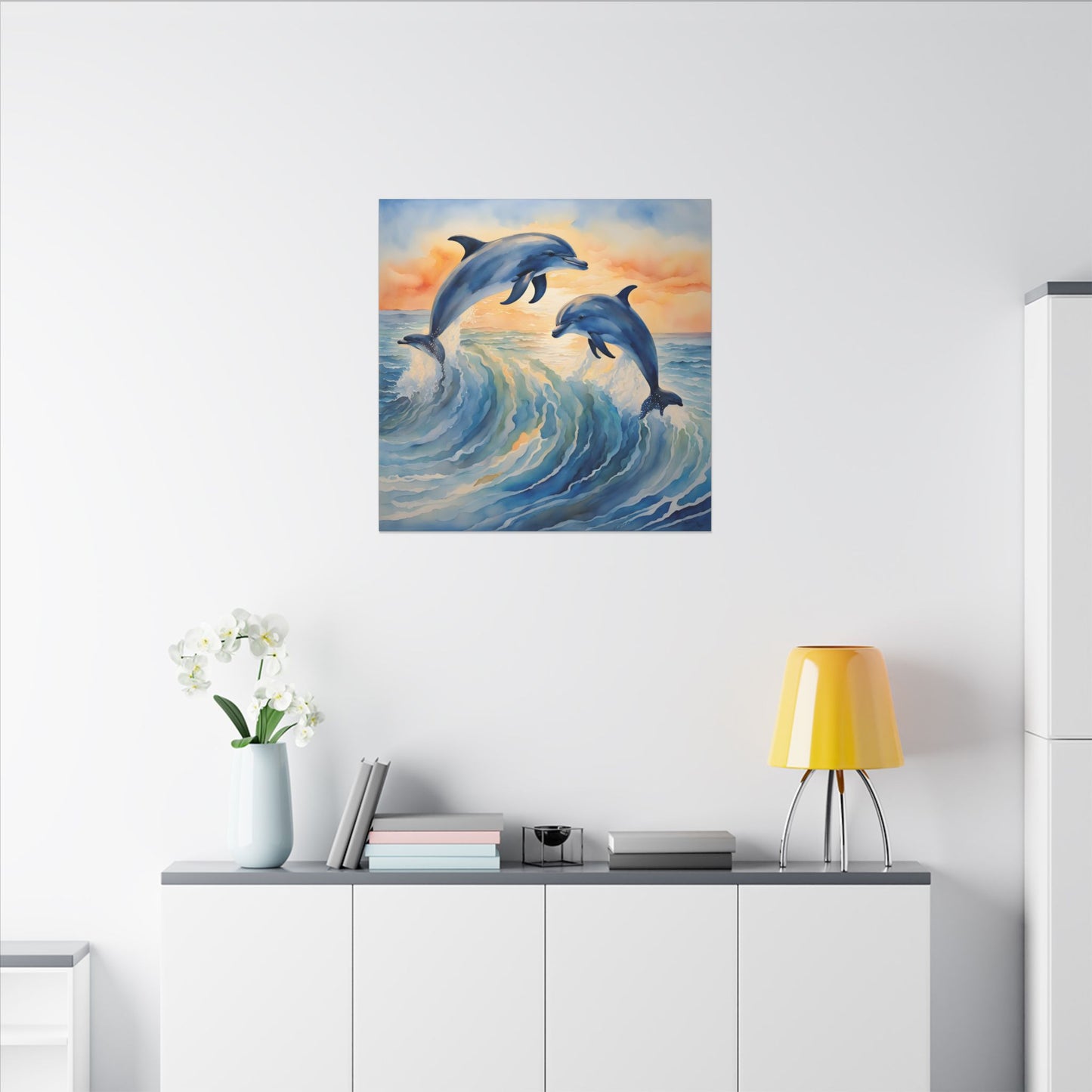 Matte Wall Canvas - Dolphins - Neptune's Nursery Collection