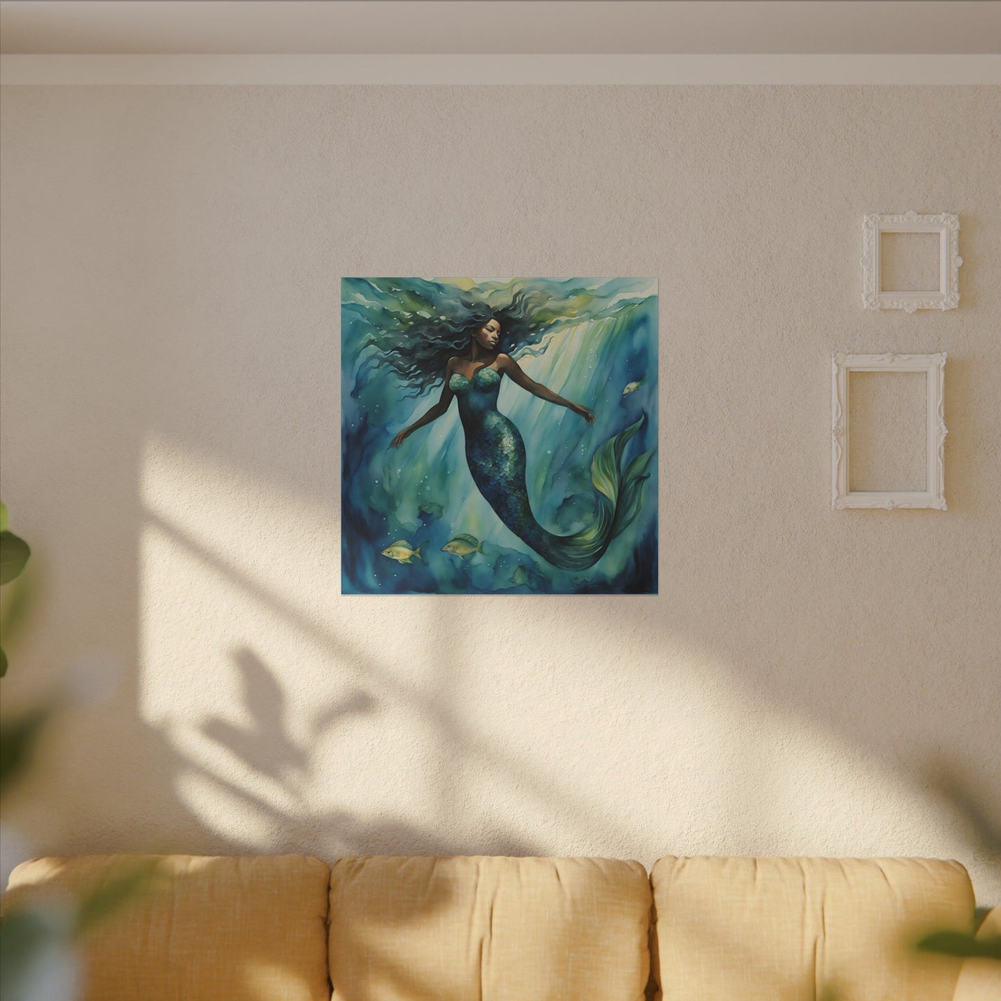 Matte Wall Canvas - Obsidian Mermaid - Neptune's Nursery Collection