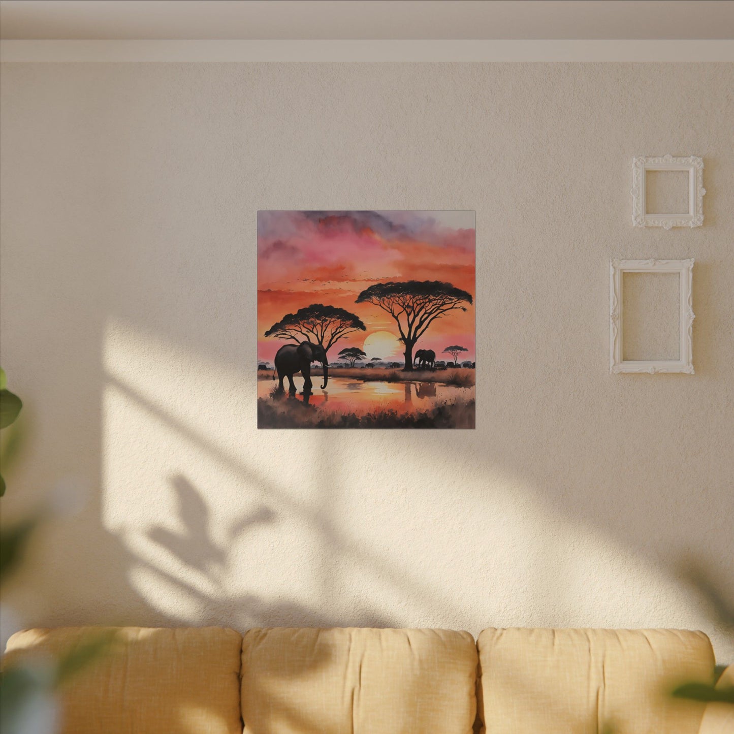 Matte Wall Canvas - Elephant Sunset - African Safari Collection