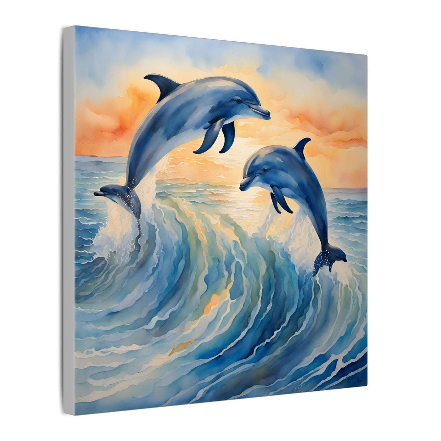 Matte Wall Canvas - Dolphins - Neptune's Nursery Collection