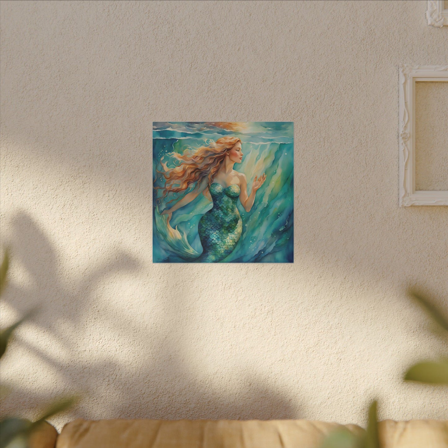 Matte Wall Canvas - Golden Mermaid - Neptune's Nursery Collection