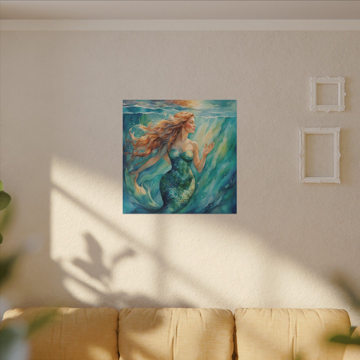 Matte Wall Canvas - Golden Mermaid - Neptune's Nursery Collection