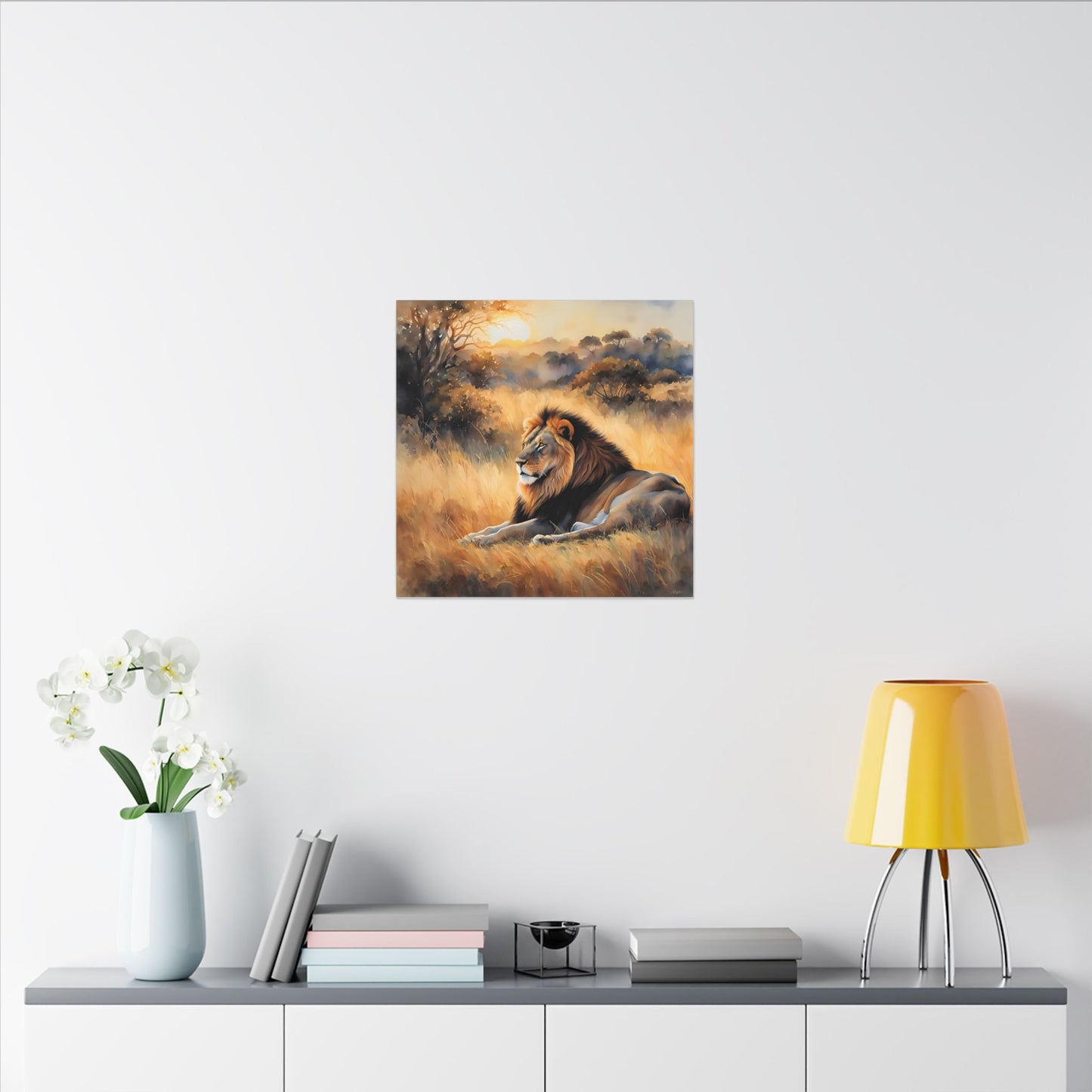 Matte Wall Canvas - Lion Sunrise - African Safari Collection