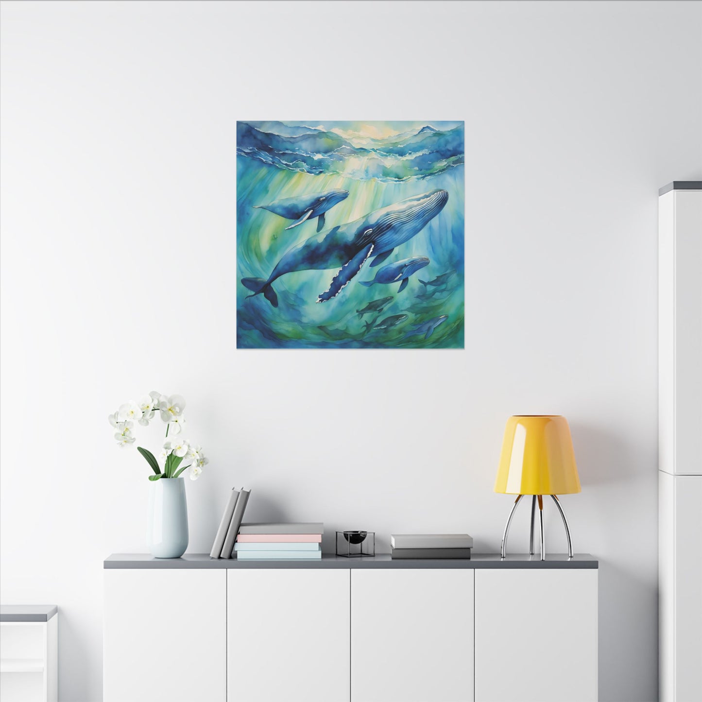 Matte Wall Canvas - Humpback Whales - Neptune's Nursery Collection