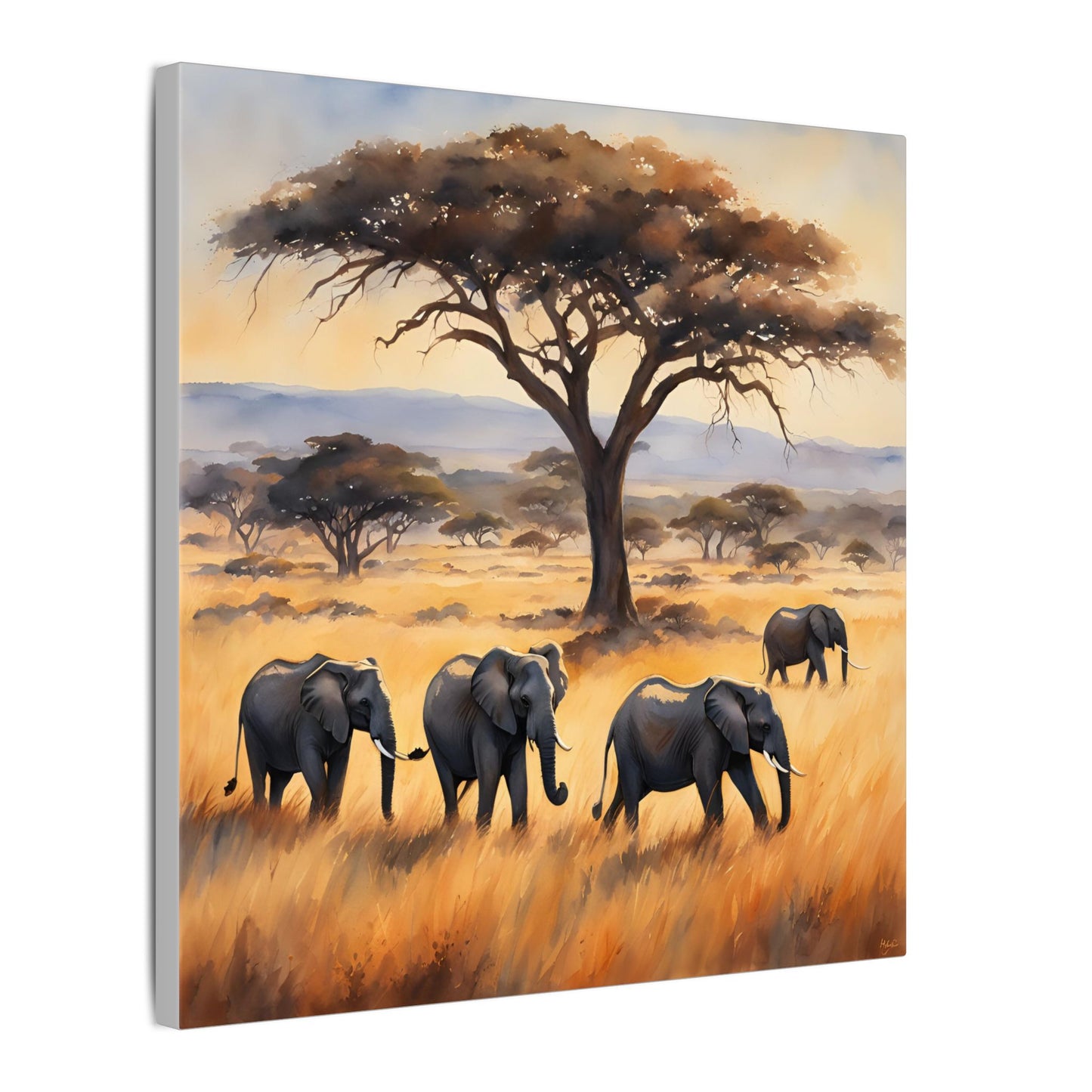 Matte Wall Canvas - Elephants - African Safari Collection