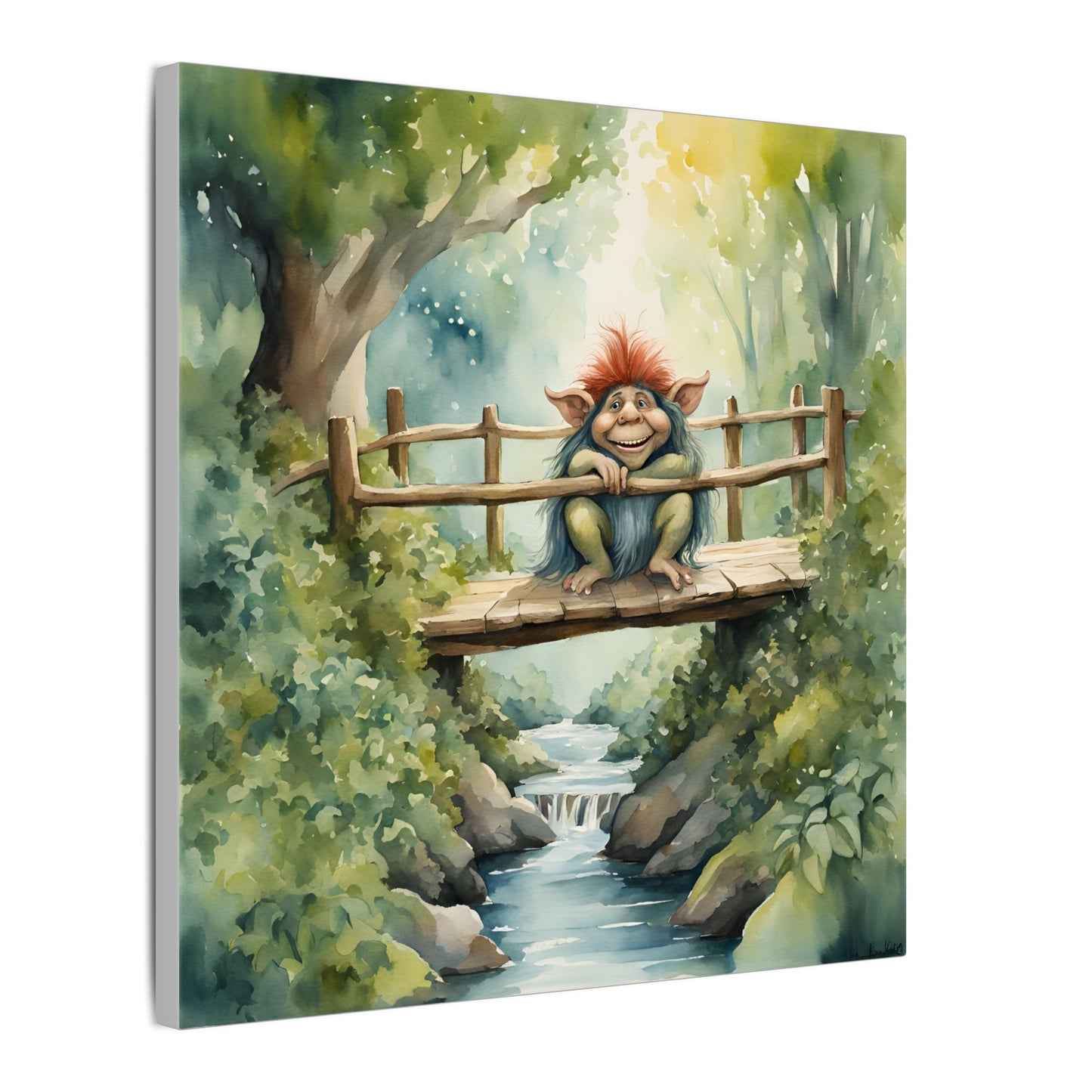 Matte Wall Canvas - Troll on the Bridge - Storybook Dreams Collection