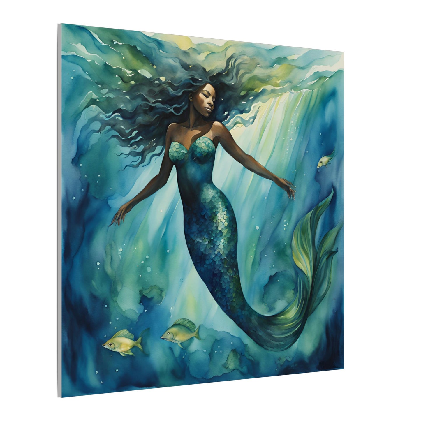 Matte Wall Canvas - Obsidian Mermaid - Neptune's Nursery Collection