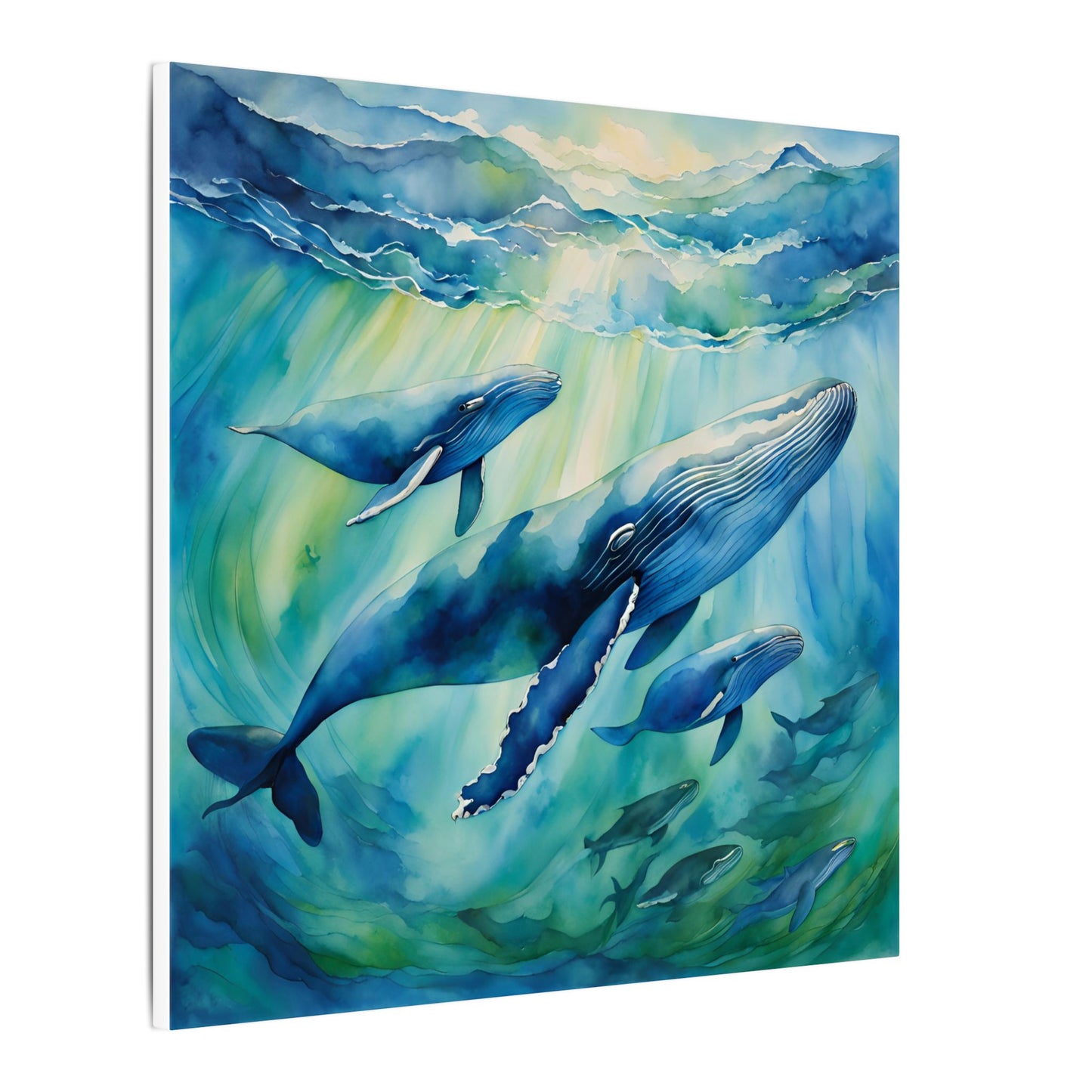 Matte Wall Canvas - Humpback Whales - Neptune's Nursery Collection
