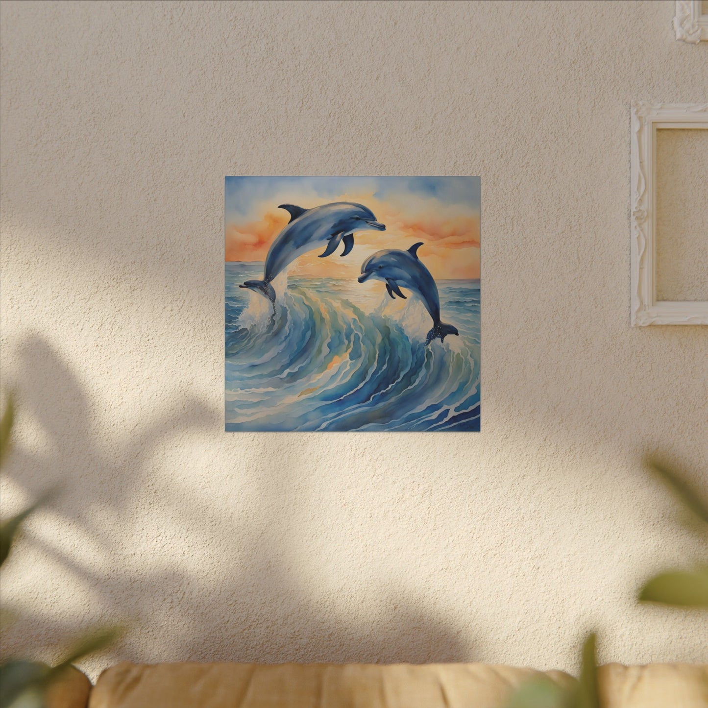 Matte Wall Canvas - Dolphins - Neptune's Nursery Collection