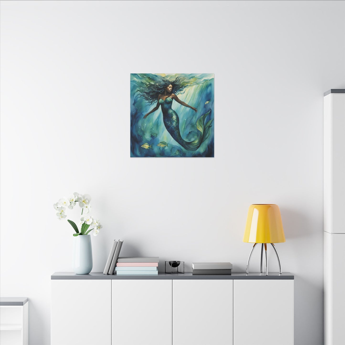 Matte Wall Canvas - Obsidian Mermaid - Neptune's Nursery Collection