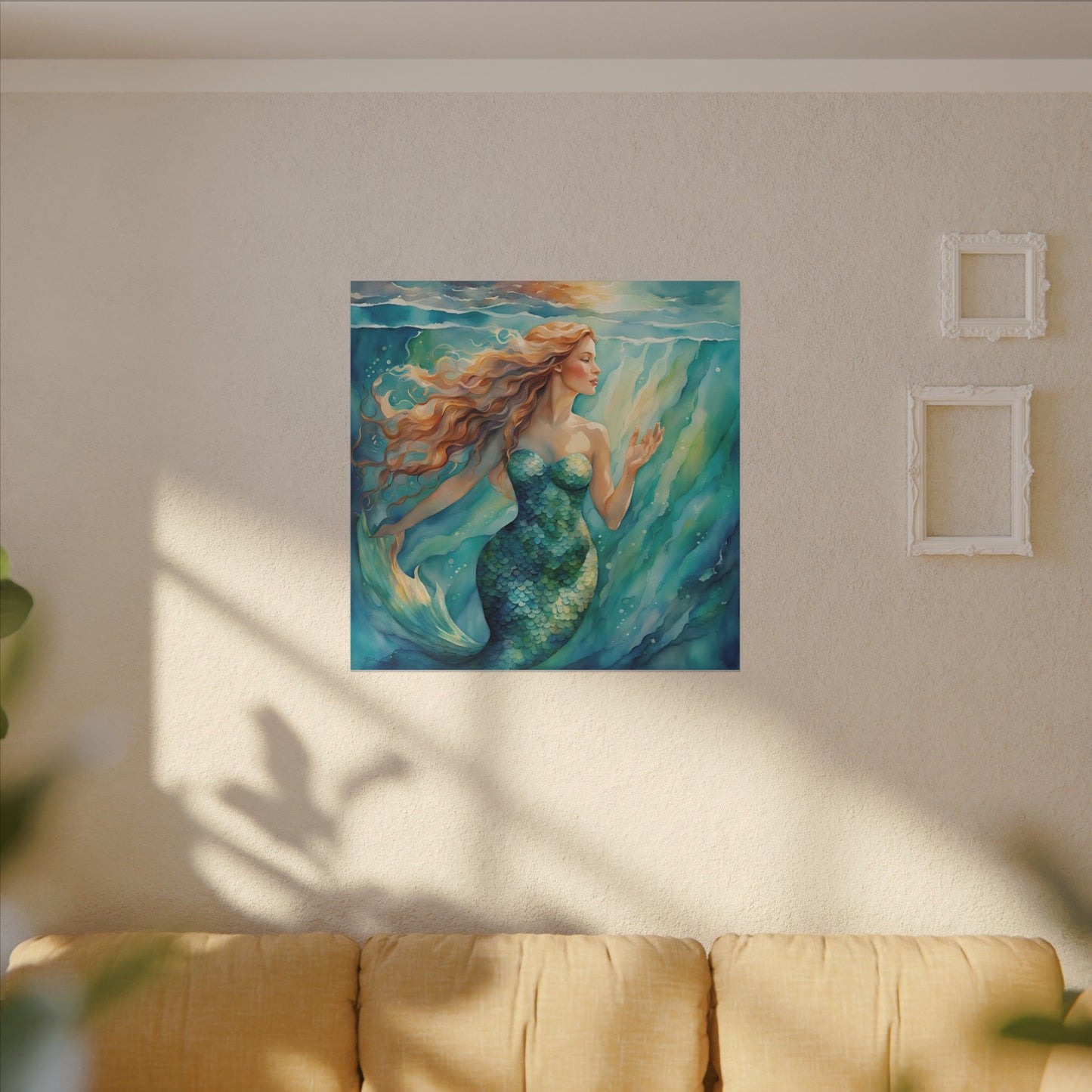 Matte Wall Canvas - Golden Mermaid - Neptune's Nursery Collection