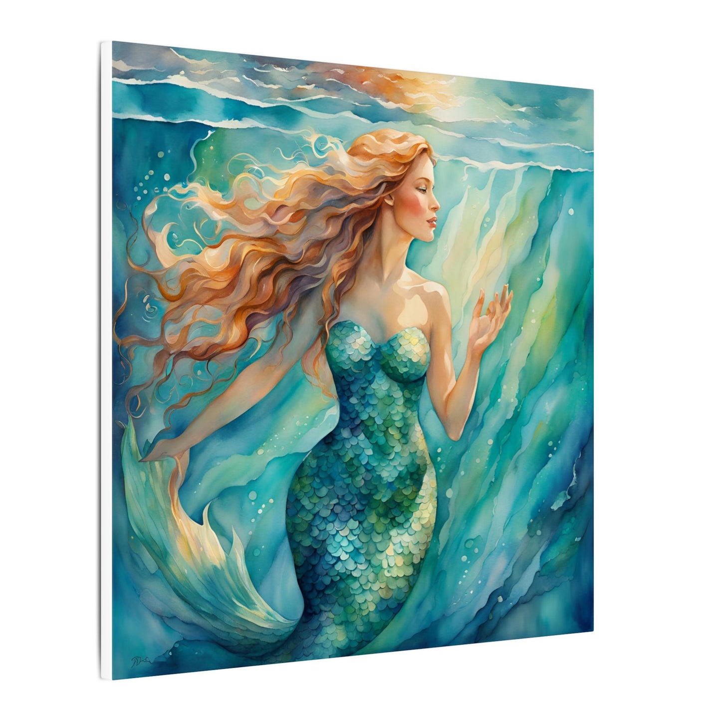 Matte Wall Canvas - Golden Mermaid - Neptune's Nursery Collection