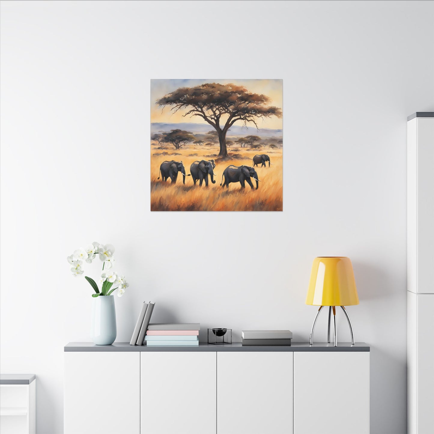 Matte Wall Canvas - Elephants - African Safari Collection
