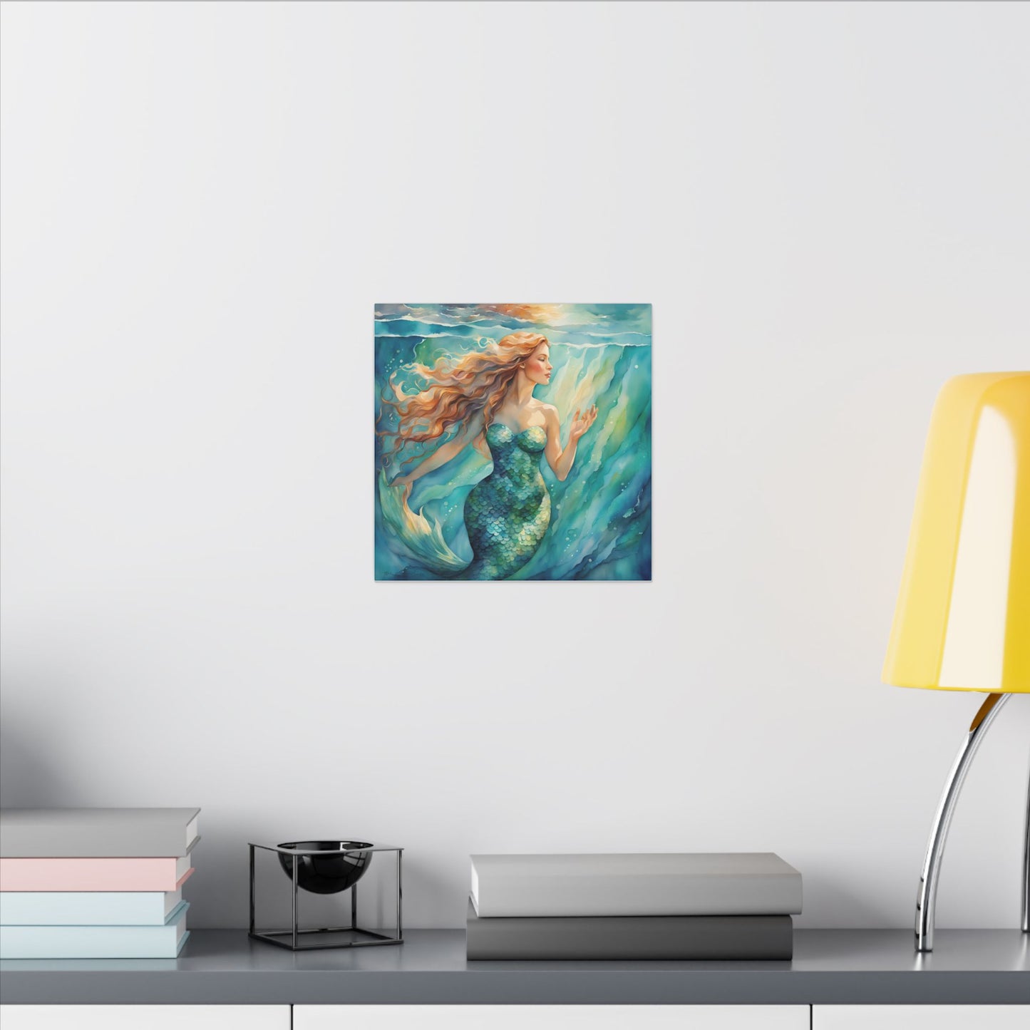 Matte Wall Canvas - Golden Mermaid - Neptune's Nursery Collection