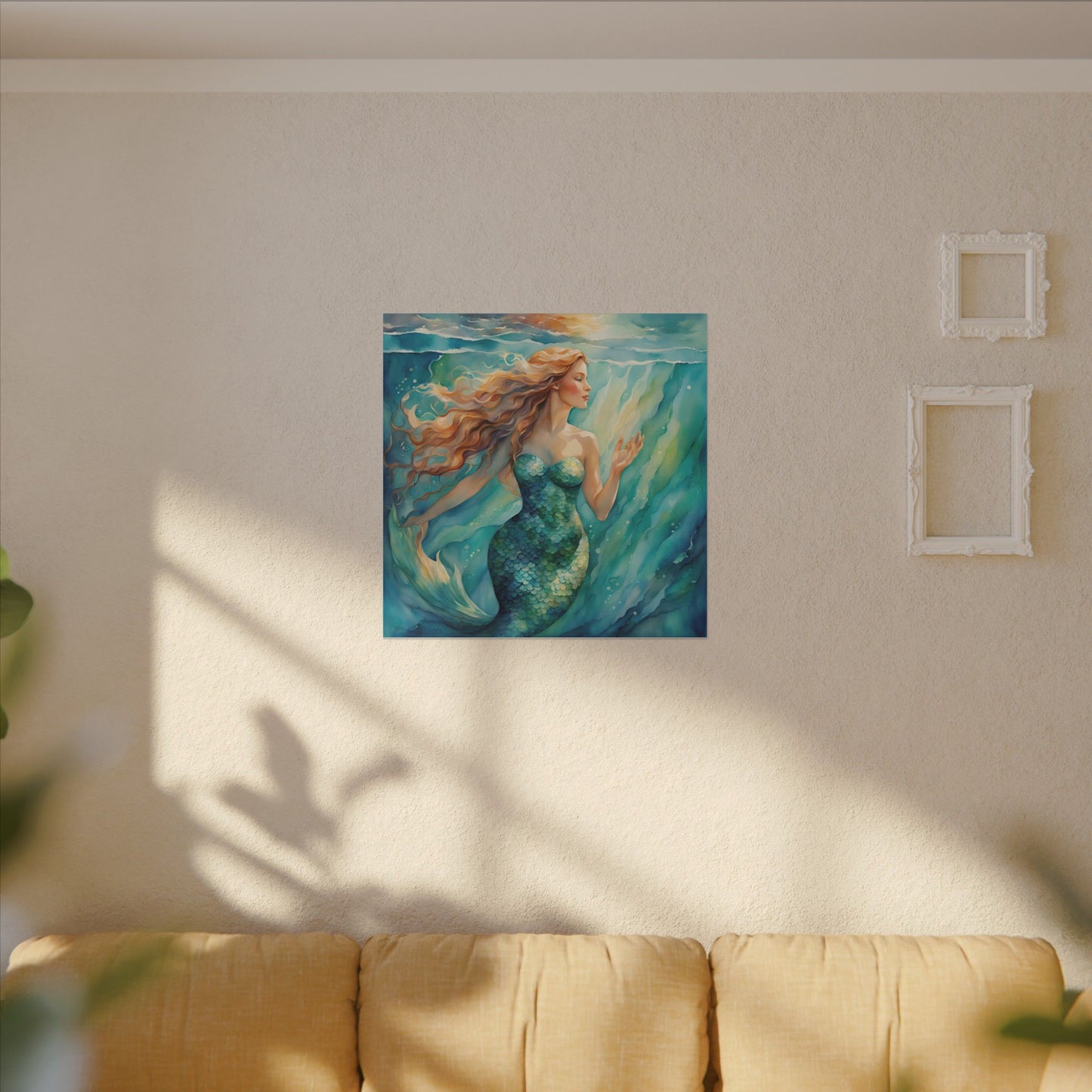 Matte Wall Canvas - Golden Mermaid - Neptune's Nursery Collection