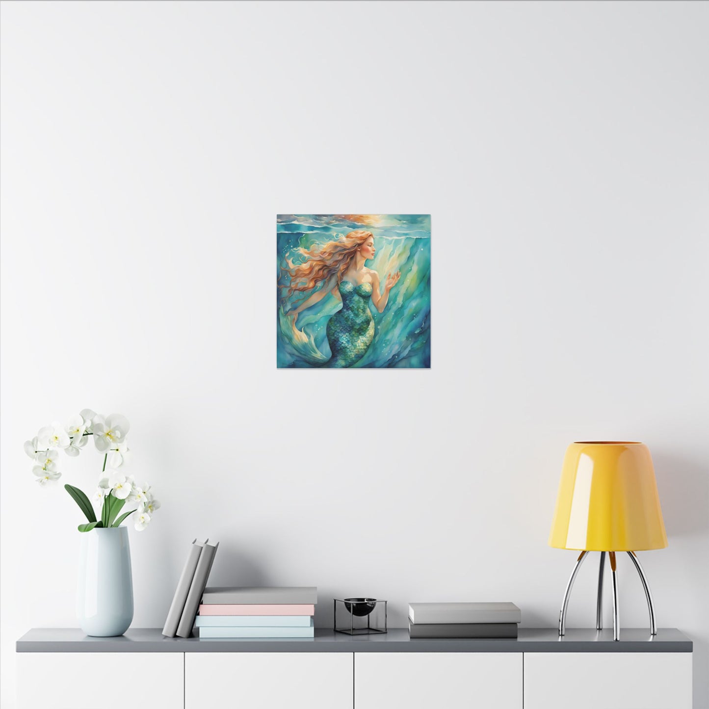 Matte Wall Canvas - Golden Mermaid - Neptune's Nursery Collection