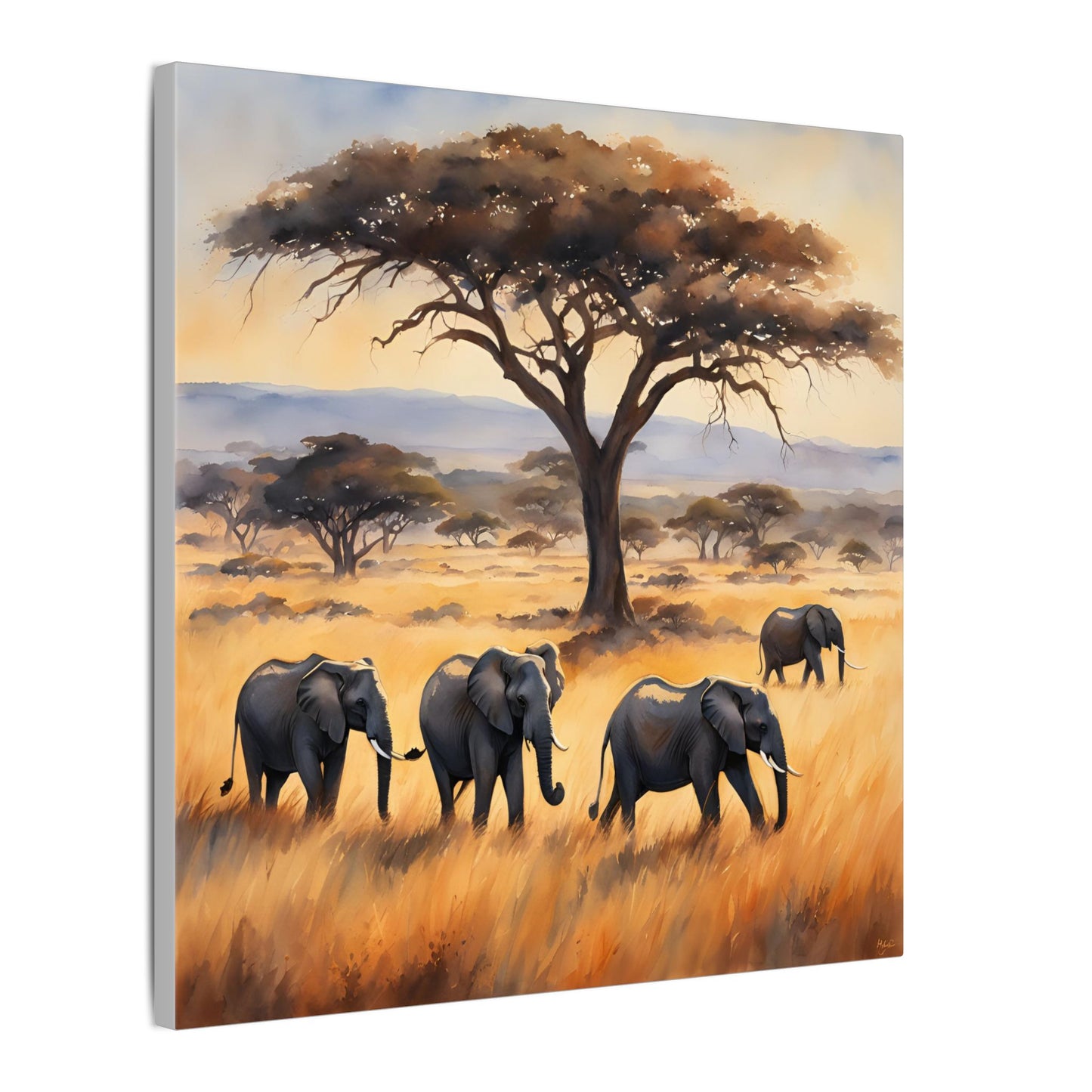 Matte Wall Canvas - Elephants - African Safari Collection