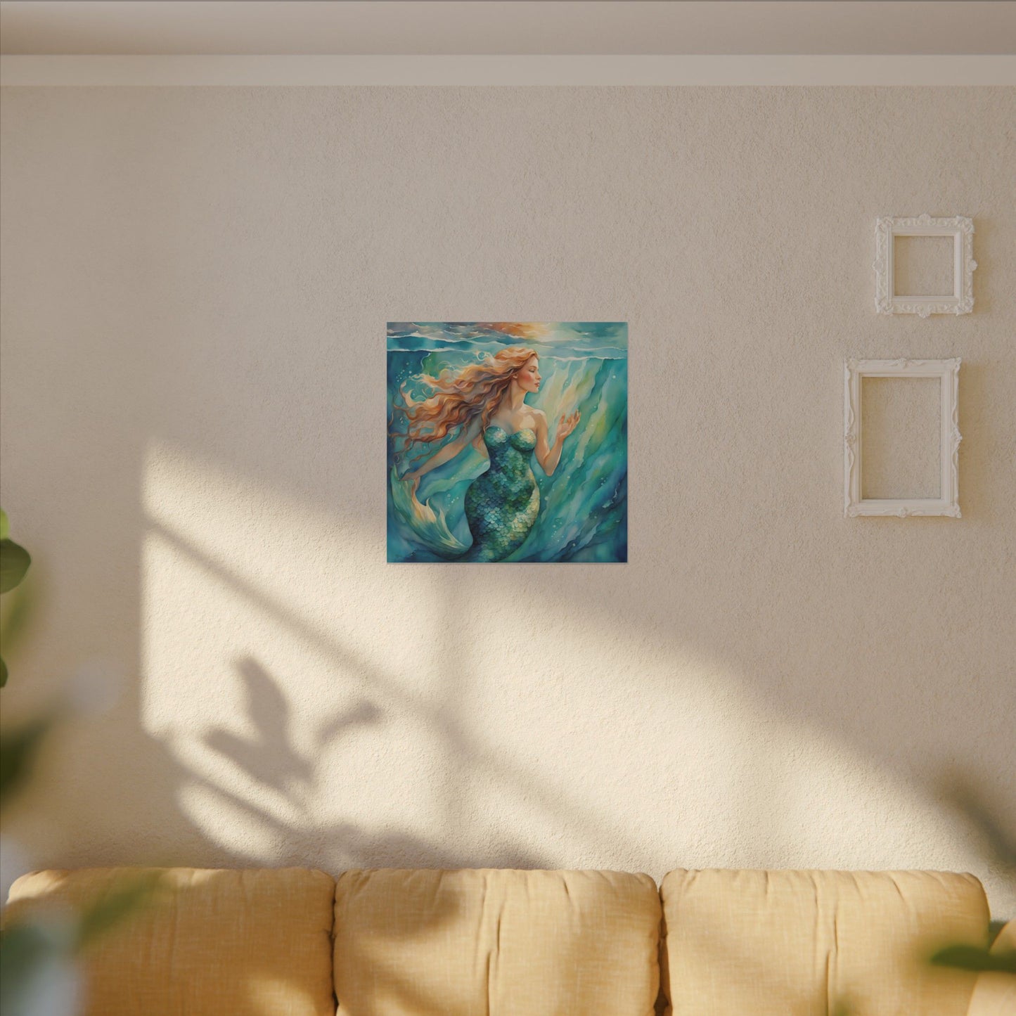 Matte Wall Canvas - Golden Mermaid - Neptune's Nursery Collection