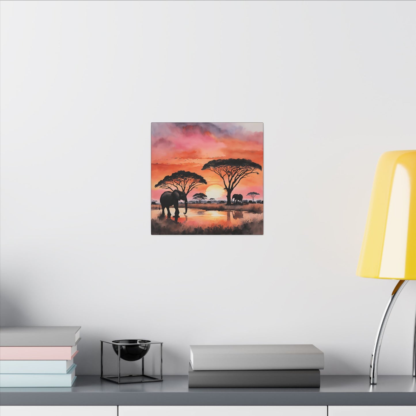 Matte Wall Canvas - Elephant Sunset - African Safari Collection
