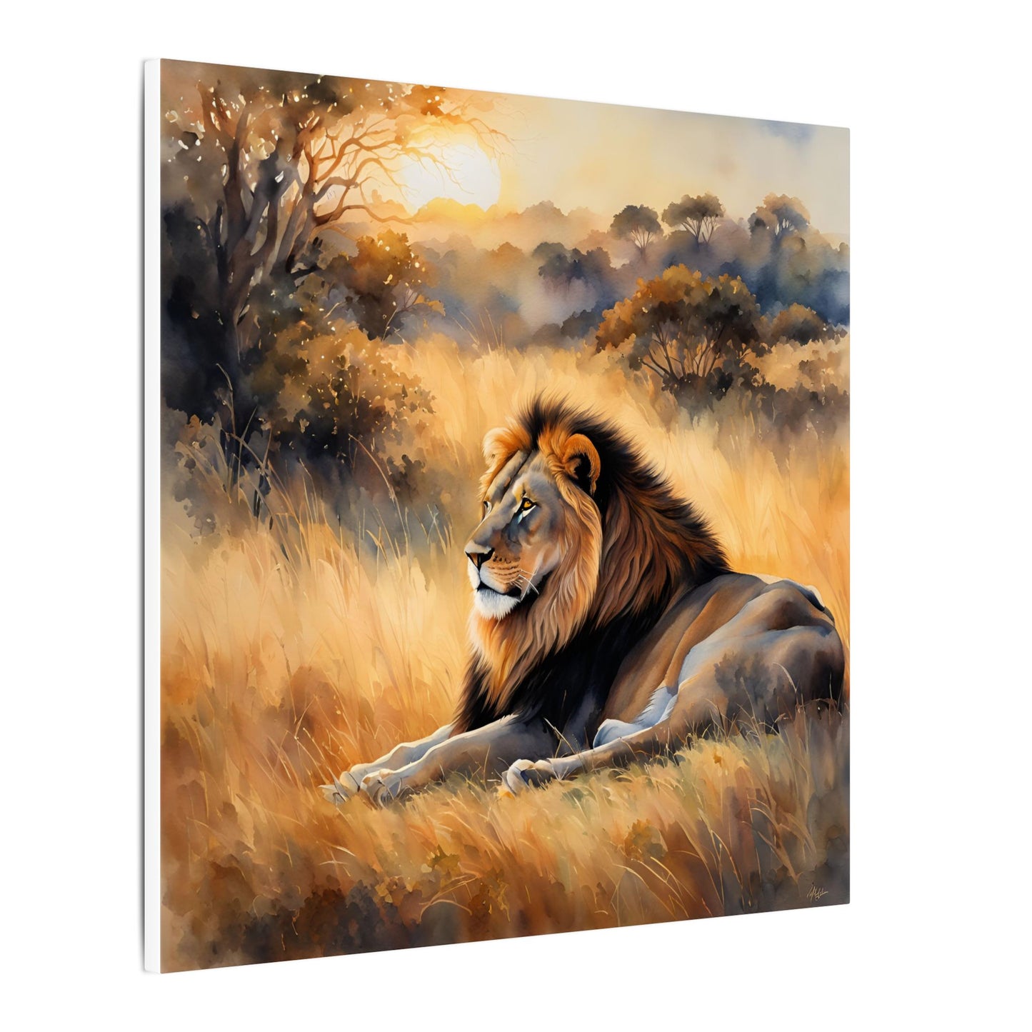 Matte Wall Canvas - Lion Sunrise - African Safari Collection