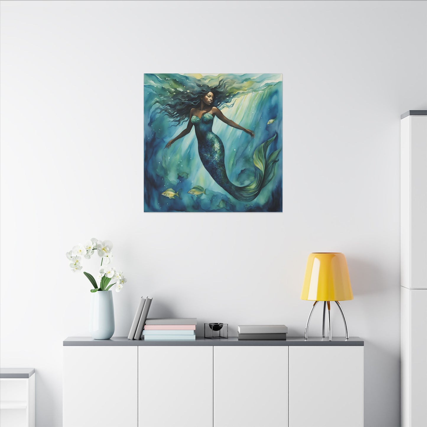 Matte Wall Canvas - Obsidian Mermaid - Neptune's Nursery Collection