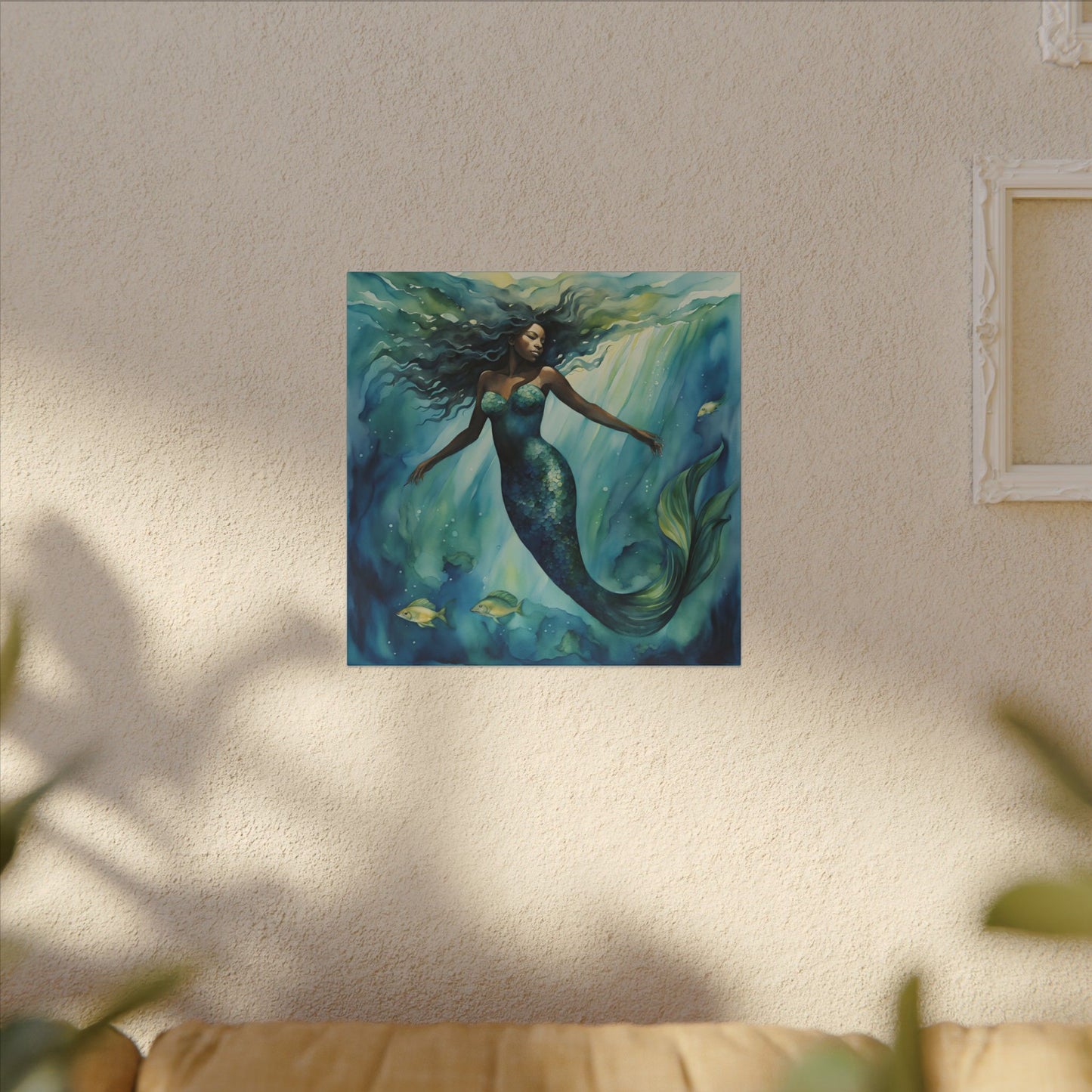 Matte Wall Canvas - Obsidian Mermaid - Neptune's Nursery Collection