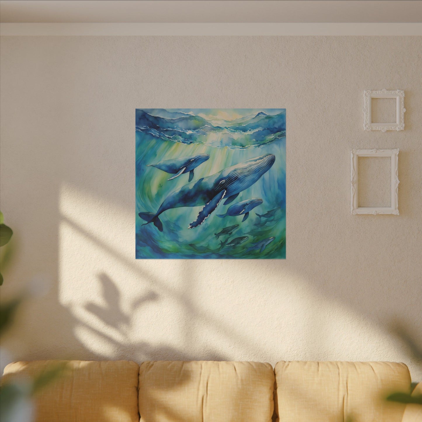 Matte Wall Canvas - Humpback Whales - Neptune's Nursery Collection