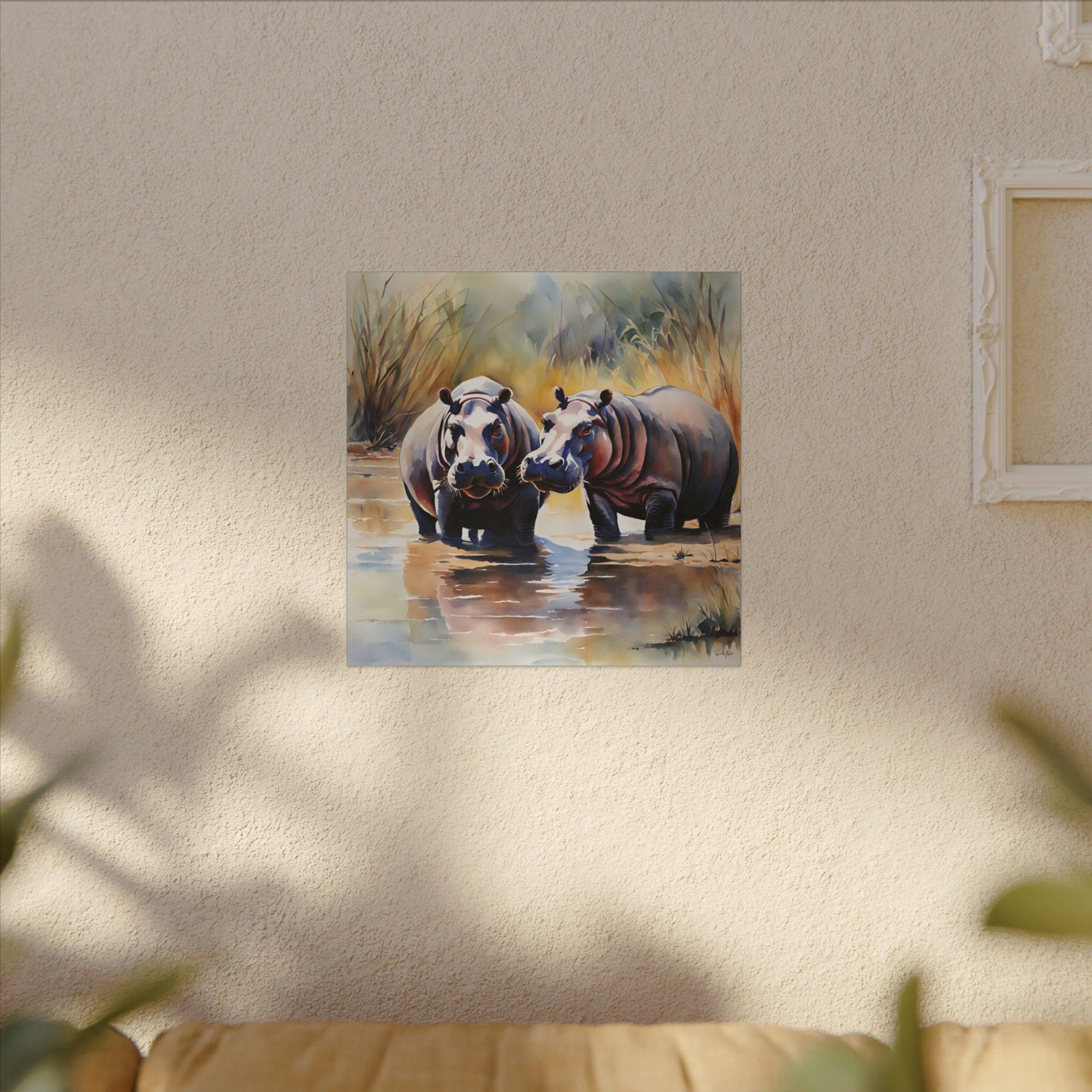 Matte Wall Canvas - Hippos - African Safari Collection