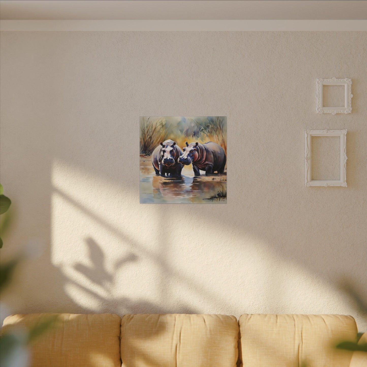 Matte Wall Canvas - Hippos - African Safari Collection
