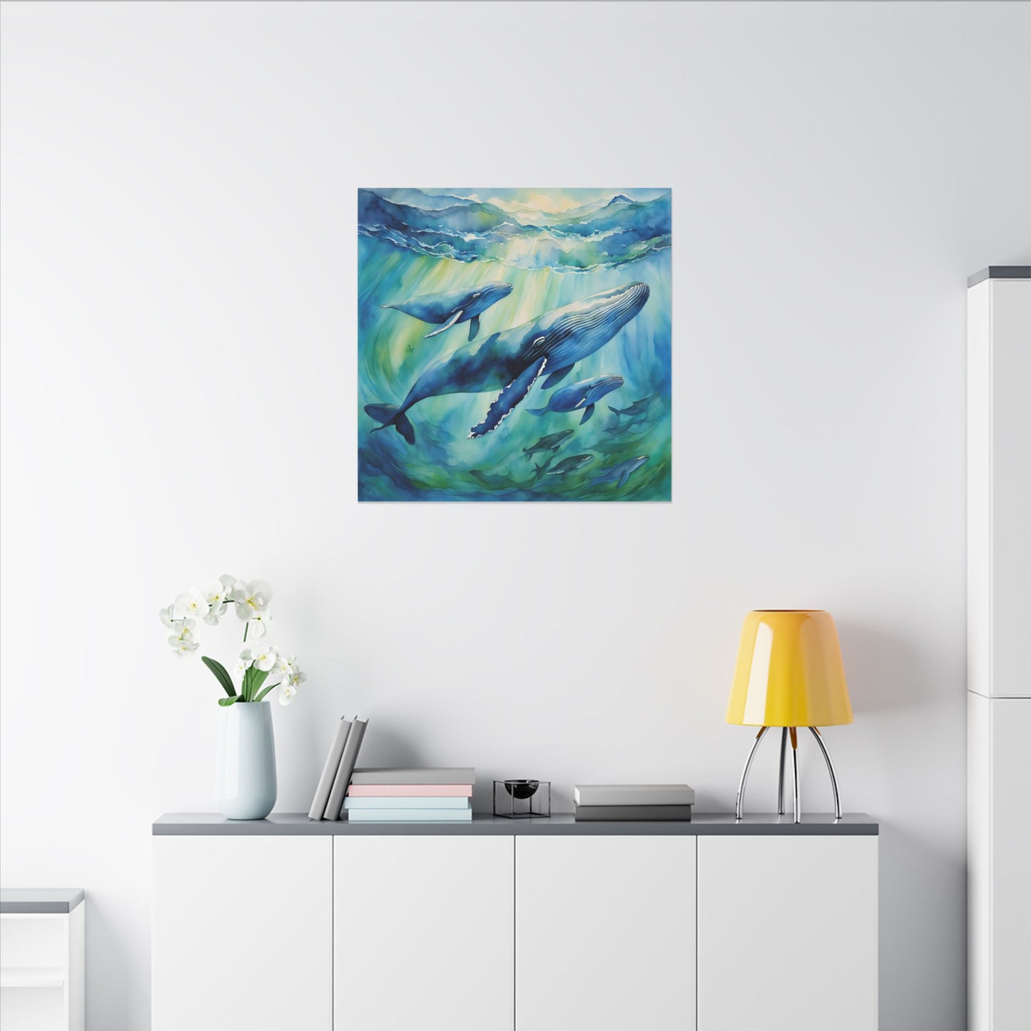 Matte Wall Canvas - Humpback Whales - Neptune's Nursery Collection