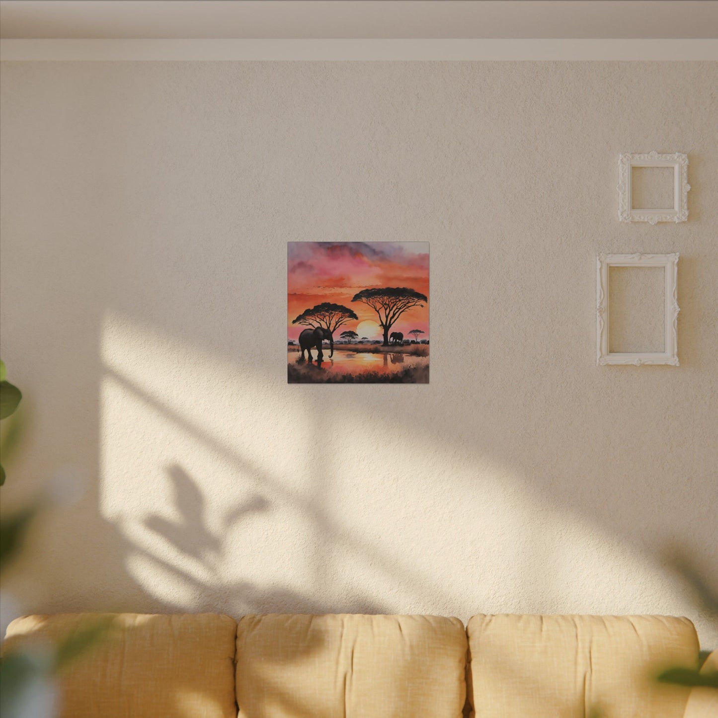 Matte Wall Canvas - Elephant Sunset - African Safari Collection