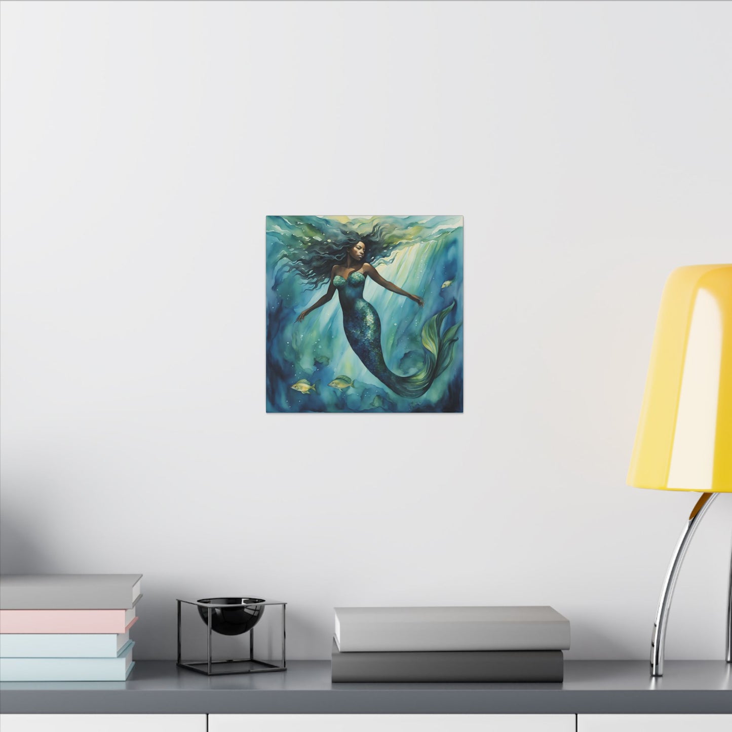 Matte Wall Canvas - Obsidian Mermaid - Neptune's Nursery Collection