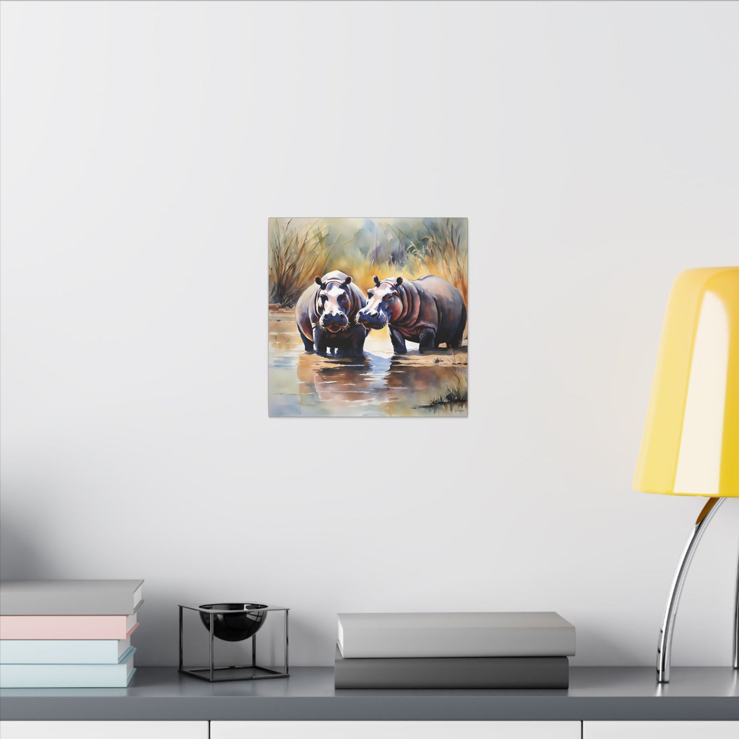 Matte Wall Canvas - Hippos - African Safari Collection
