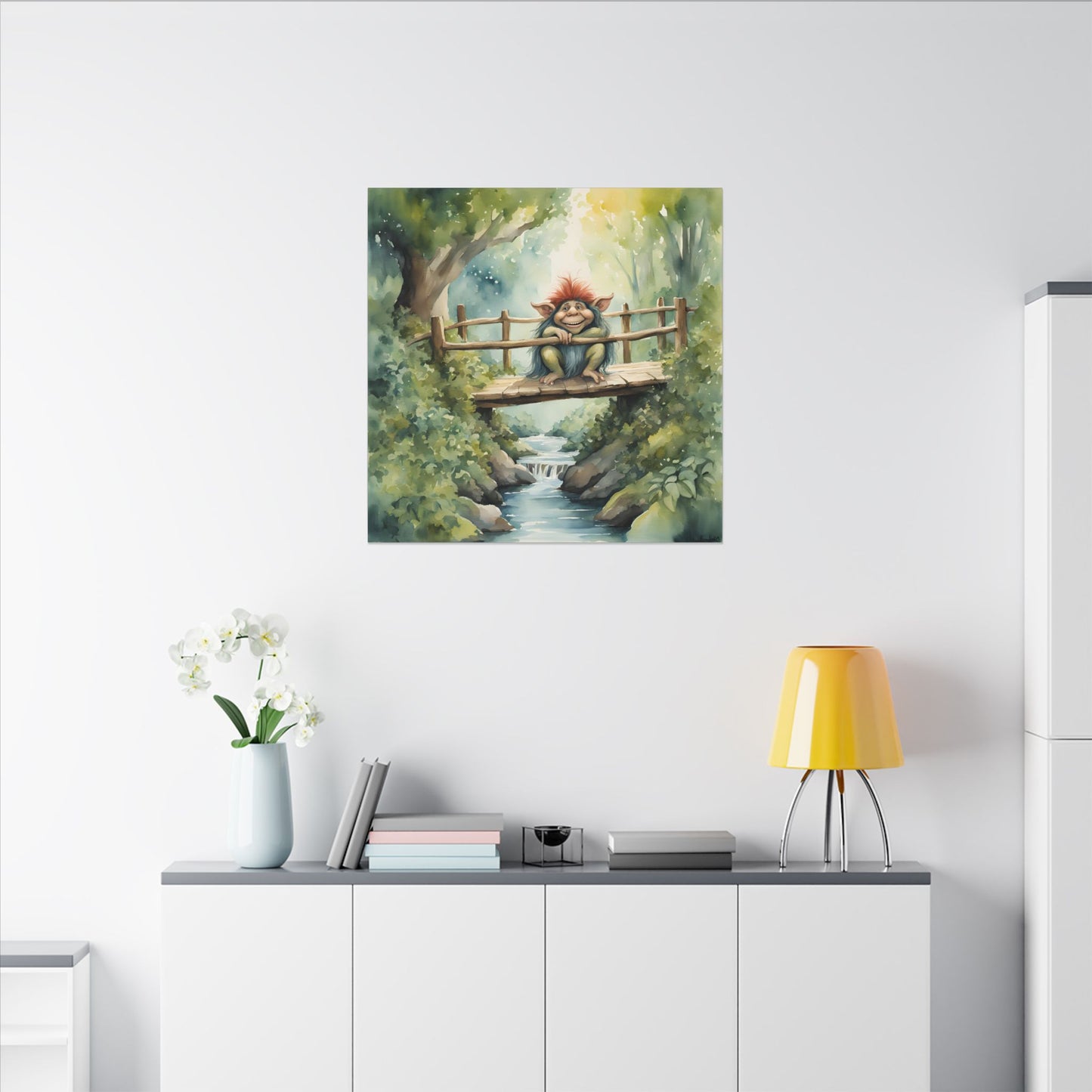 Matte Wall Canvas - Troll on the Bridge - Storybook Dreams Collection