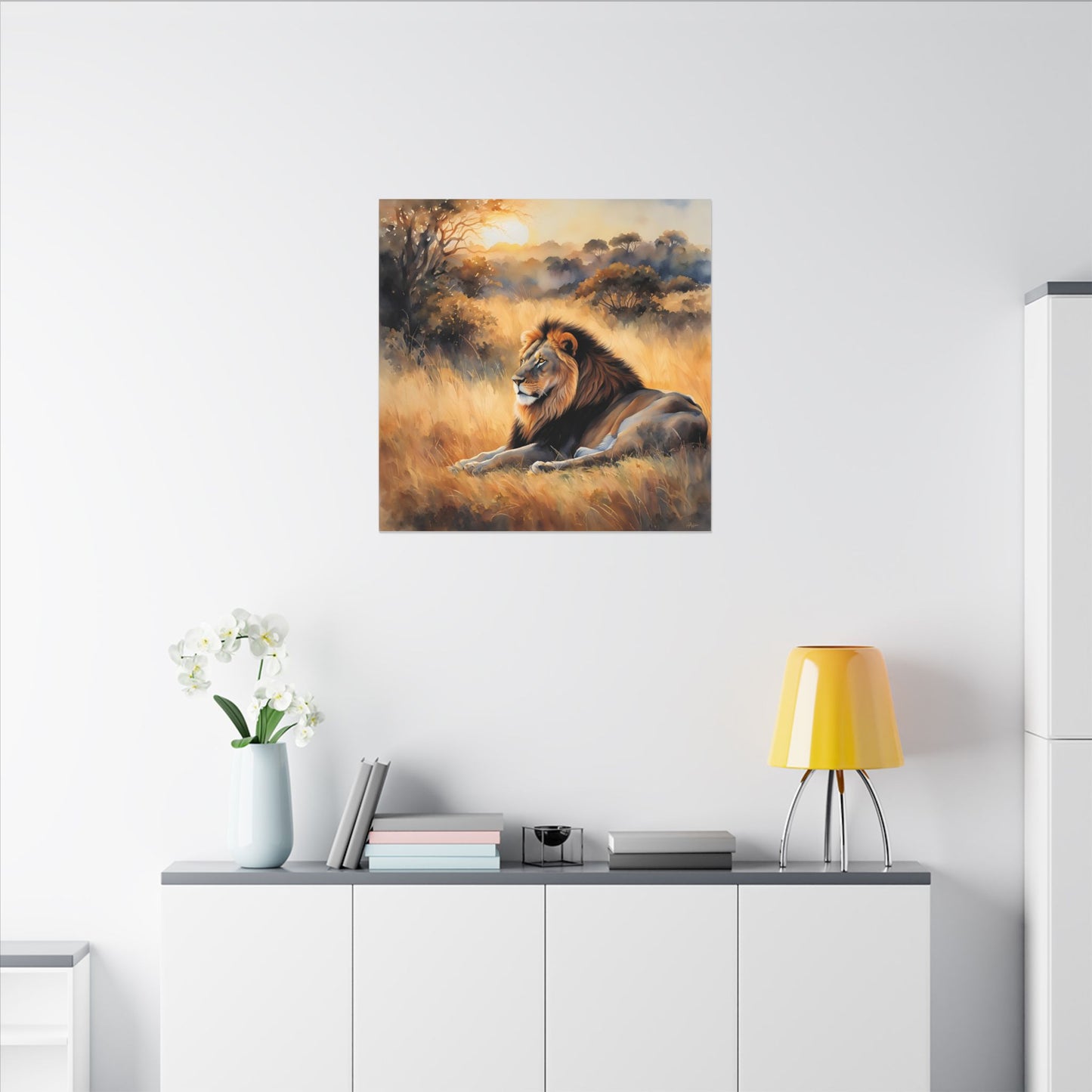 Matte Wall Canvas - Lion Sunrise - African Safari Collection