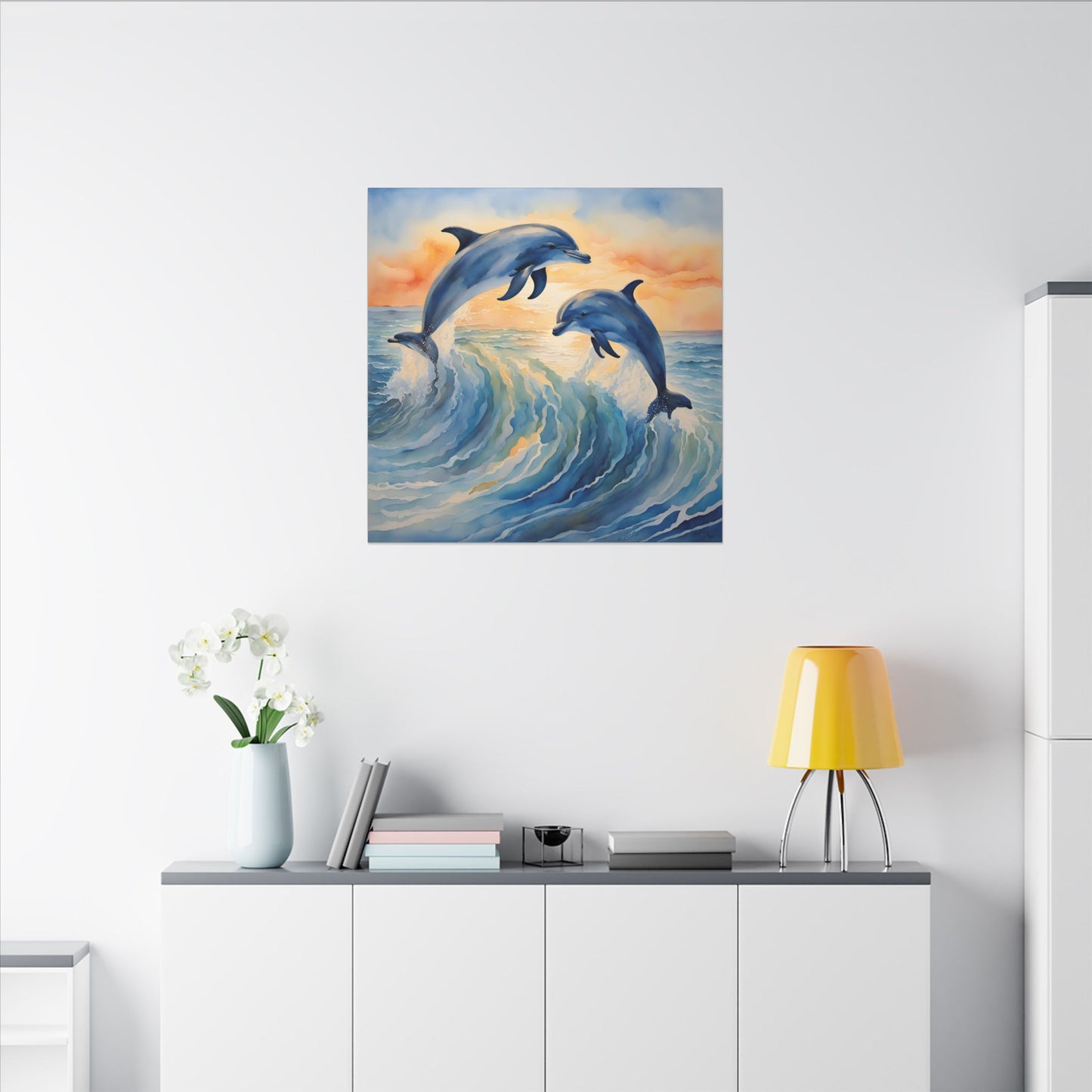 Matte Wall Canvas - Dolphins - Neptune's Nursery Collection