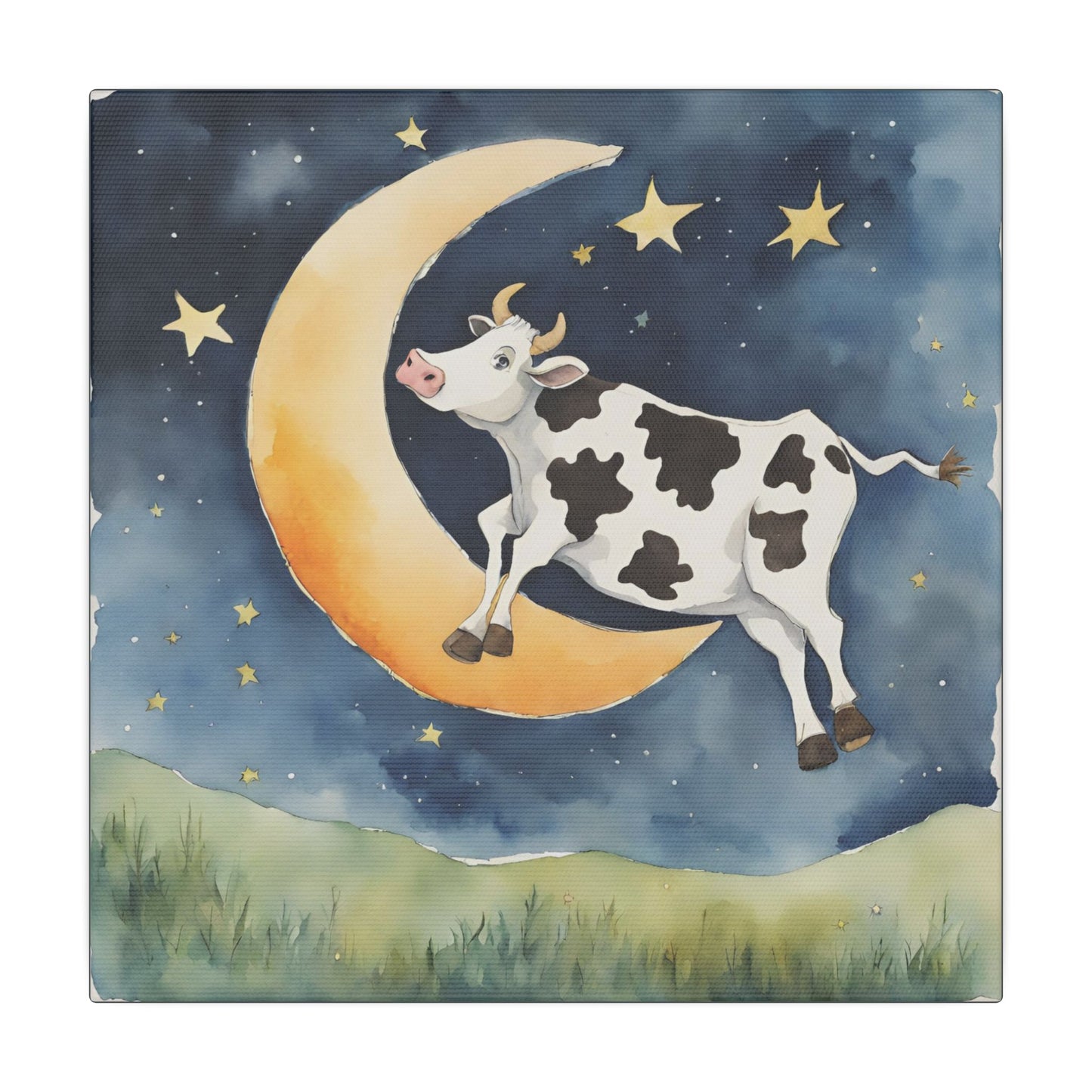 Matte Wall Canvas - Cow Jumped Over the Moon - Nursery Rhymes Collection