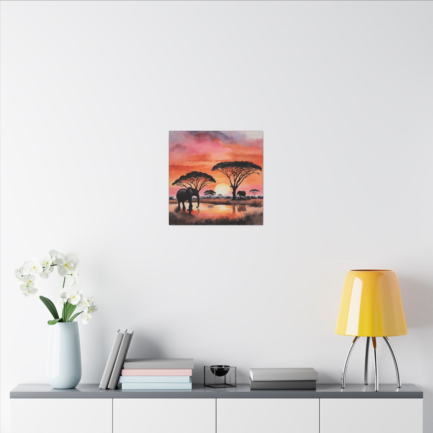 Matte Wall Canvas - Elephant Sunset - African Safari Collection