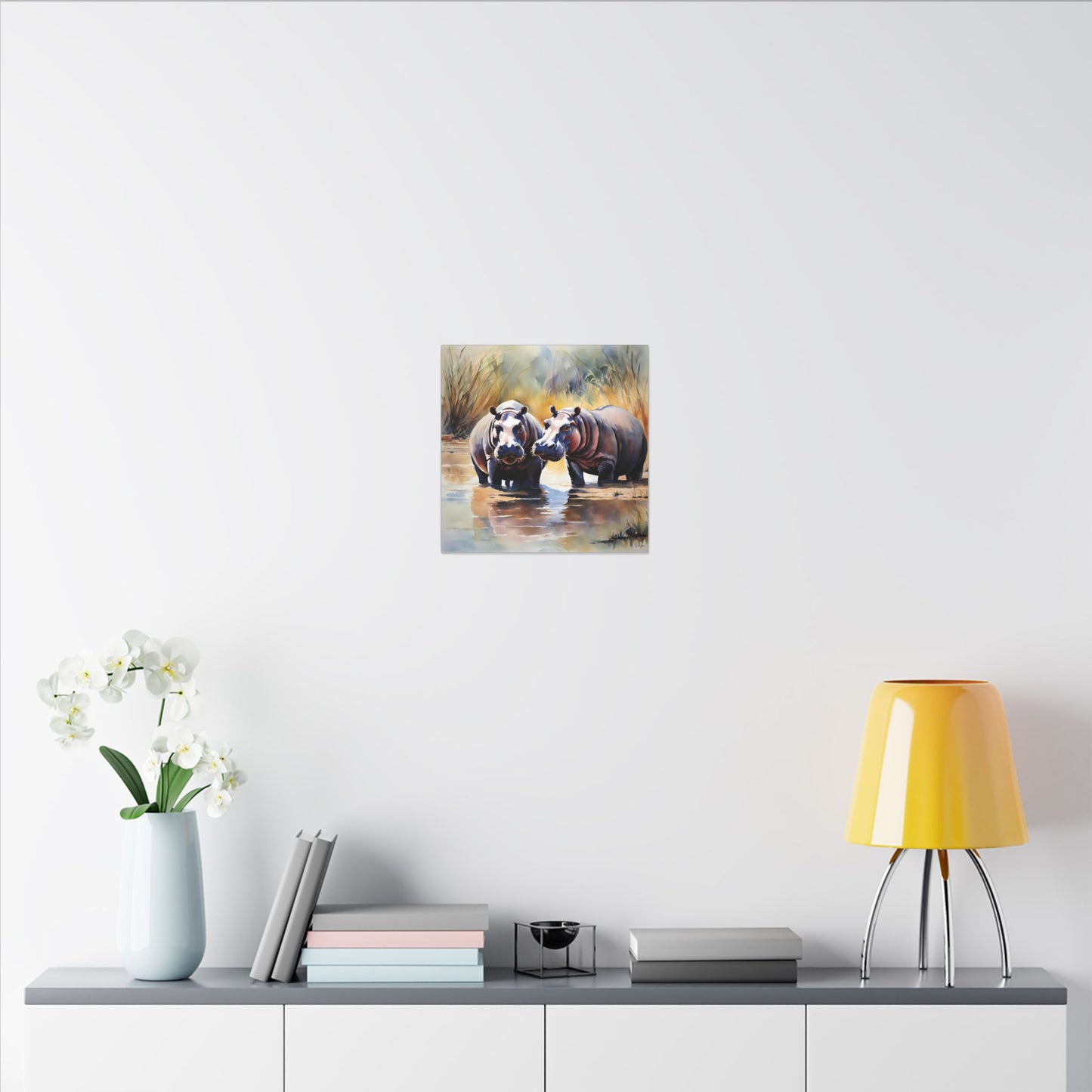 Matte Wall Canvas - Hippos - African Safari Collection
