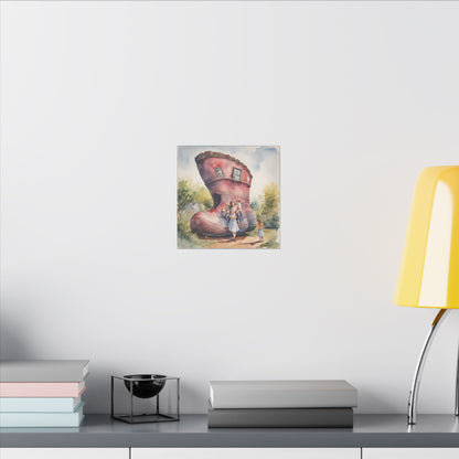 Matte Wall Canvas - They Lived in a Shoe - Nursery Rhymes Collection