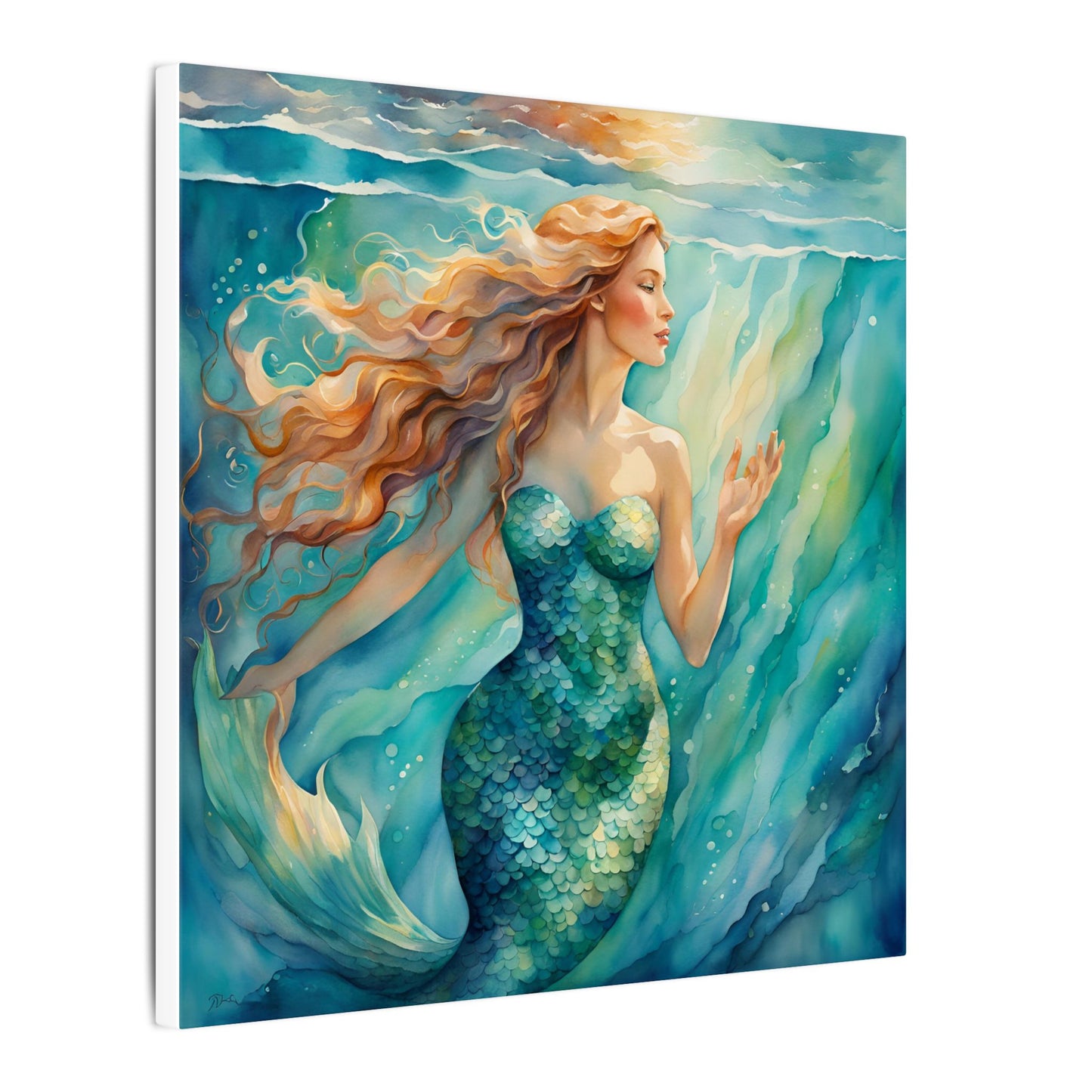 Matte Wall Canvas - Golden Mermaid - Neptune's Nursery Collection