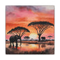 Matte Wall Canvas - Elephant Sunset - African Safari Collection