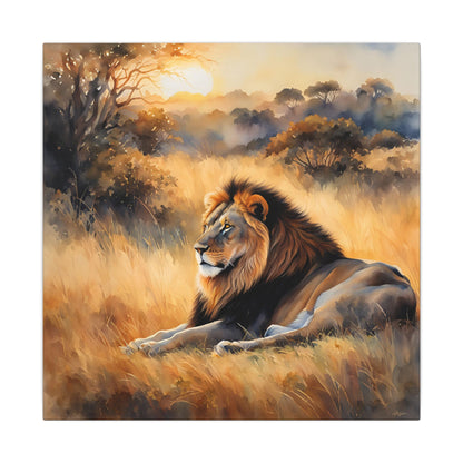 Matte Wall Canvas - Lion Sunrise - African Safari Collection